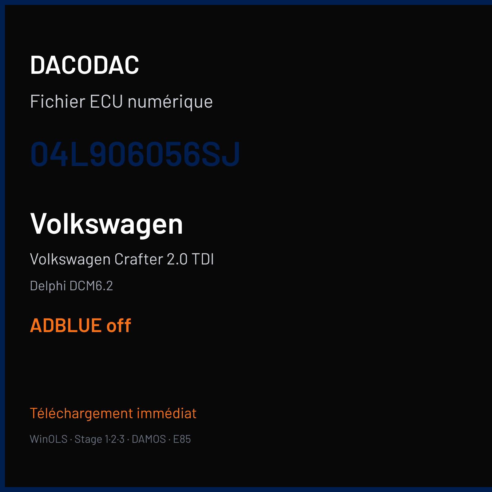 Volkswagen Crafter 2.0 TDI (2019) — Delphi DCM6.2 — 04L906056SJ — ADBLUE off