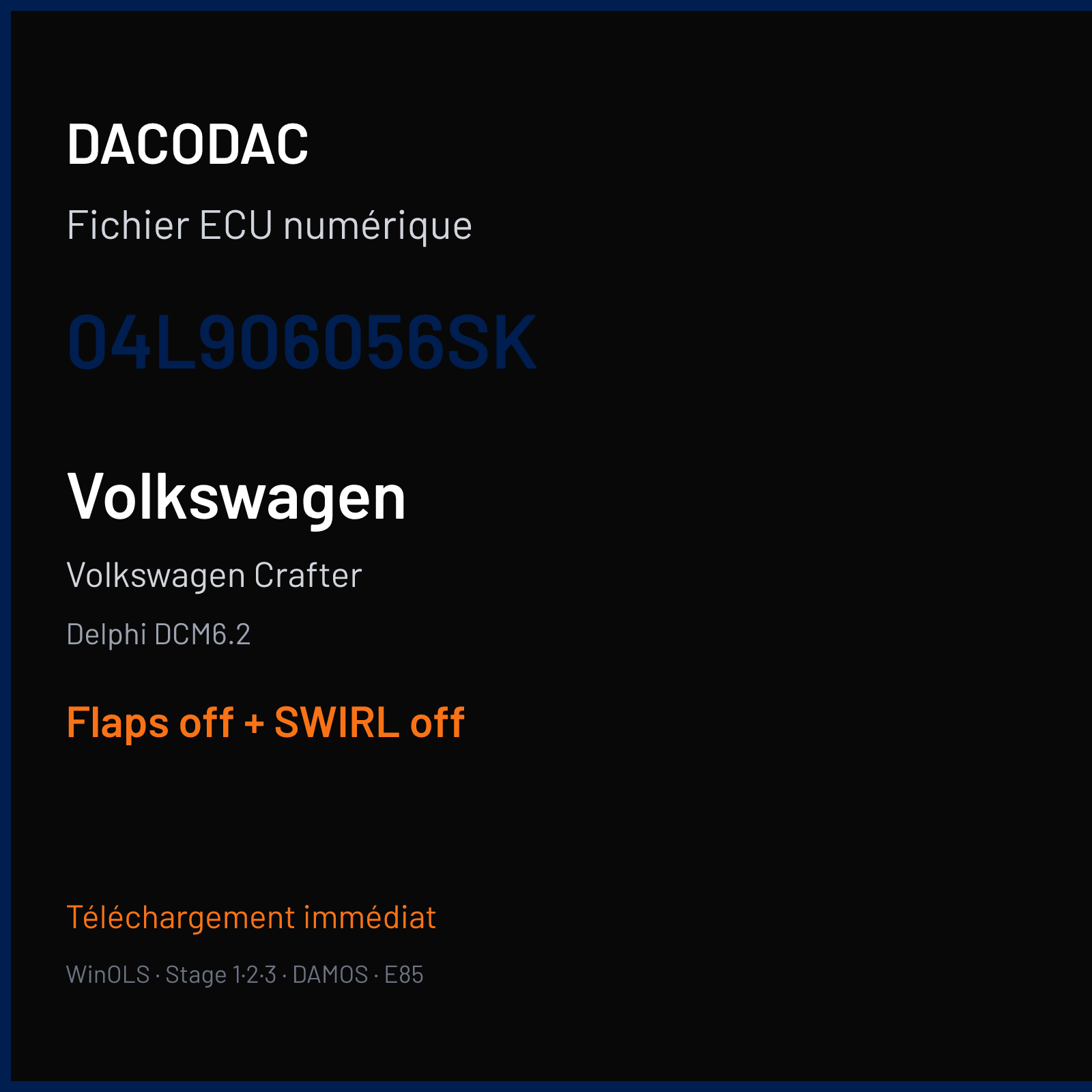 Volkswagen Crafter — Delphi DCM6.2 — 04L906056SK — Flaps off + SWIRL off