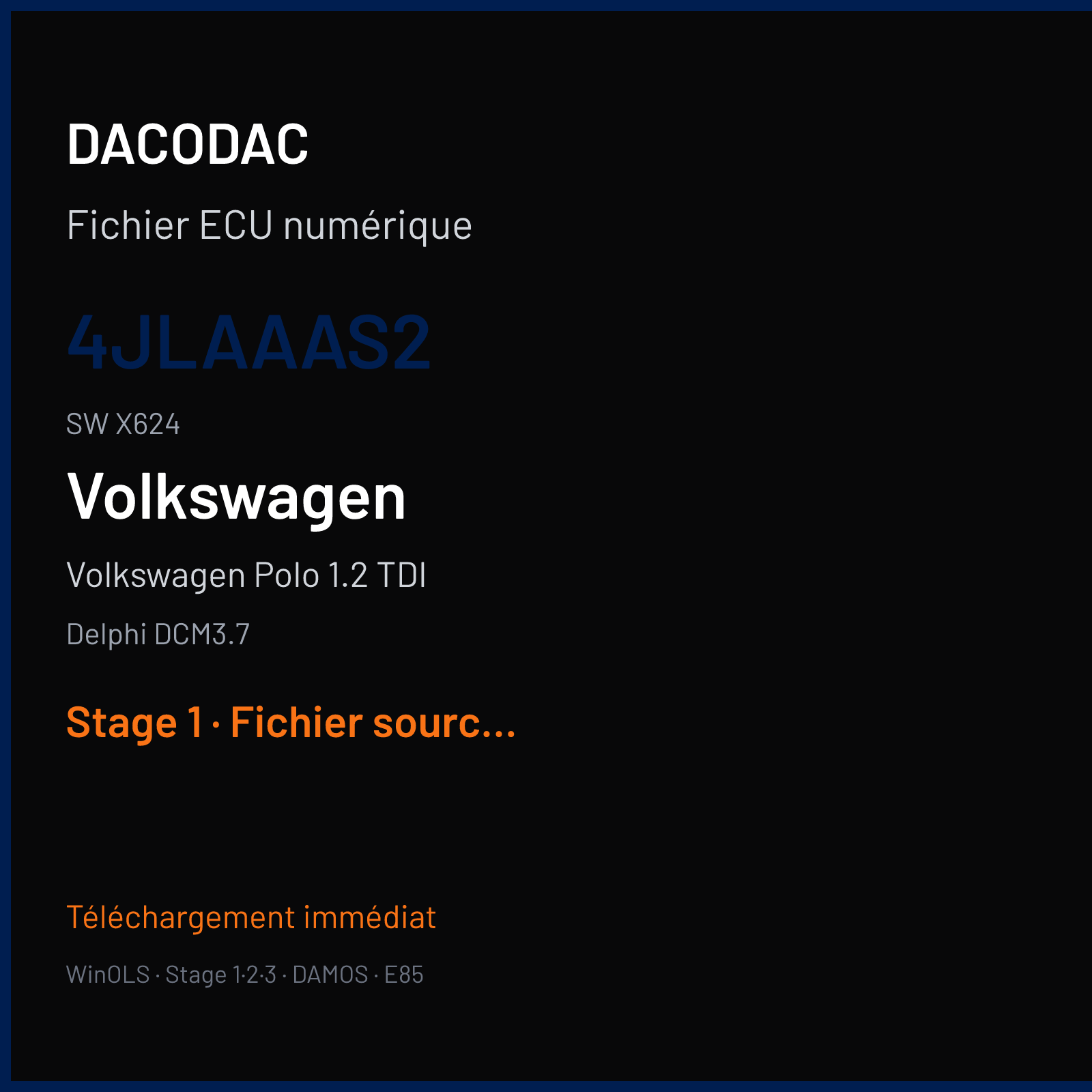 Volkswagen Polo 1.2 TDI (2013) — Delphi DCM3.7 — 4JLAAAS2 · X624 — Stage 1