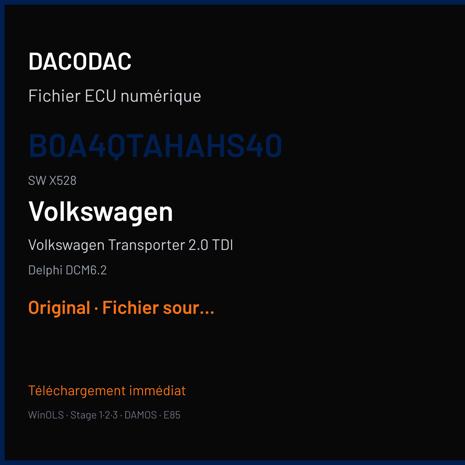 Volkswagen Transporter 2.0 TDI (2016) — Delphi DCM6.2 — B0A4QTAHAHS40 · X528 — Original
