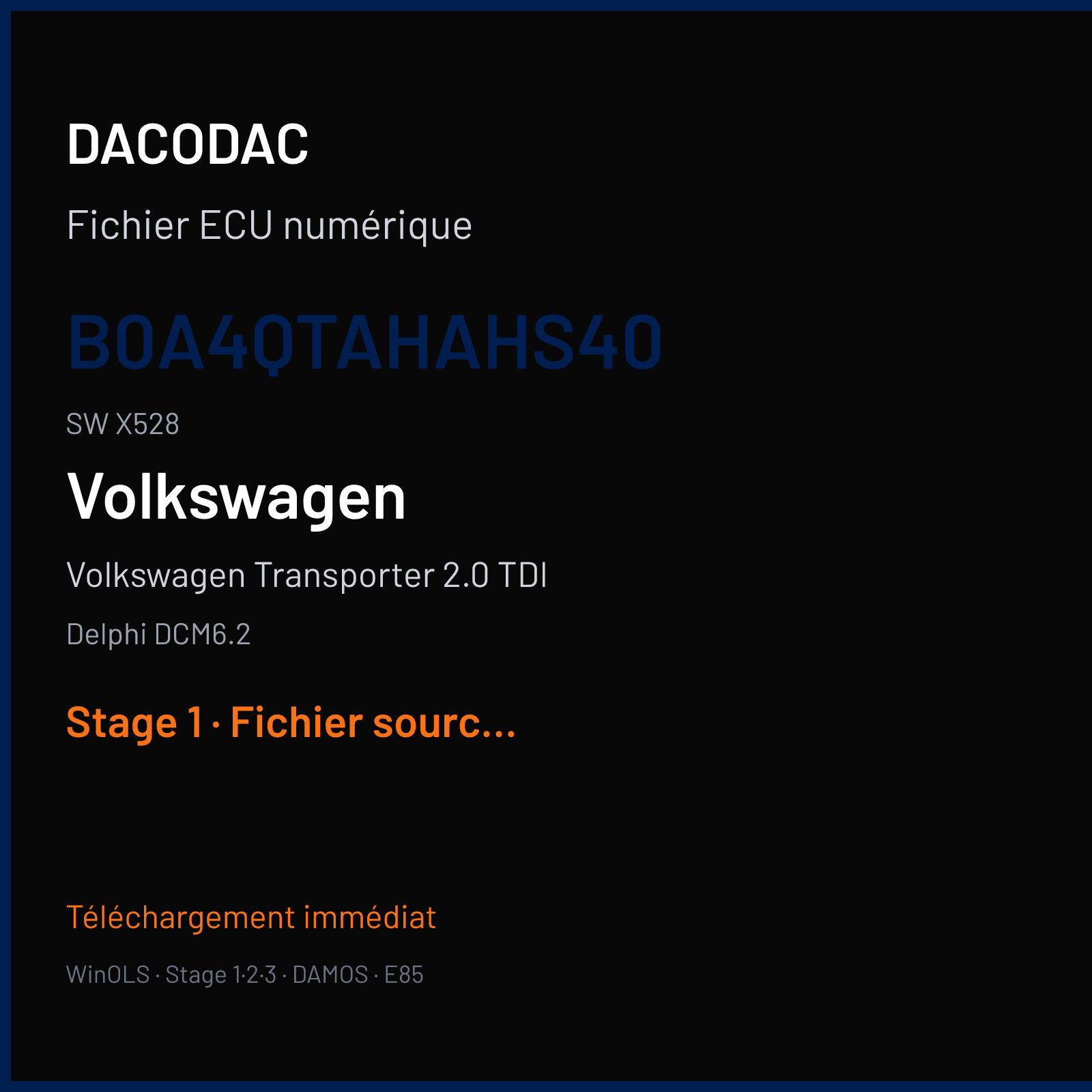 Volkswagen Transporter 2.0 TDI (2016) — Delphi DCM6.2 — B0A4QTAHAHS40 · X528 — Stage 1