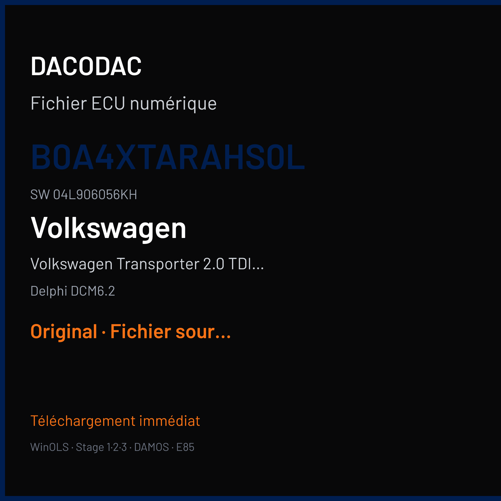 Volkswagen Transporter 2.0 TDI CR (2016) — Delphi DCM6.2 — B0A4XTARAHS0L · 04L906056KH — Original