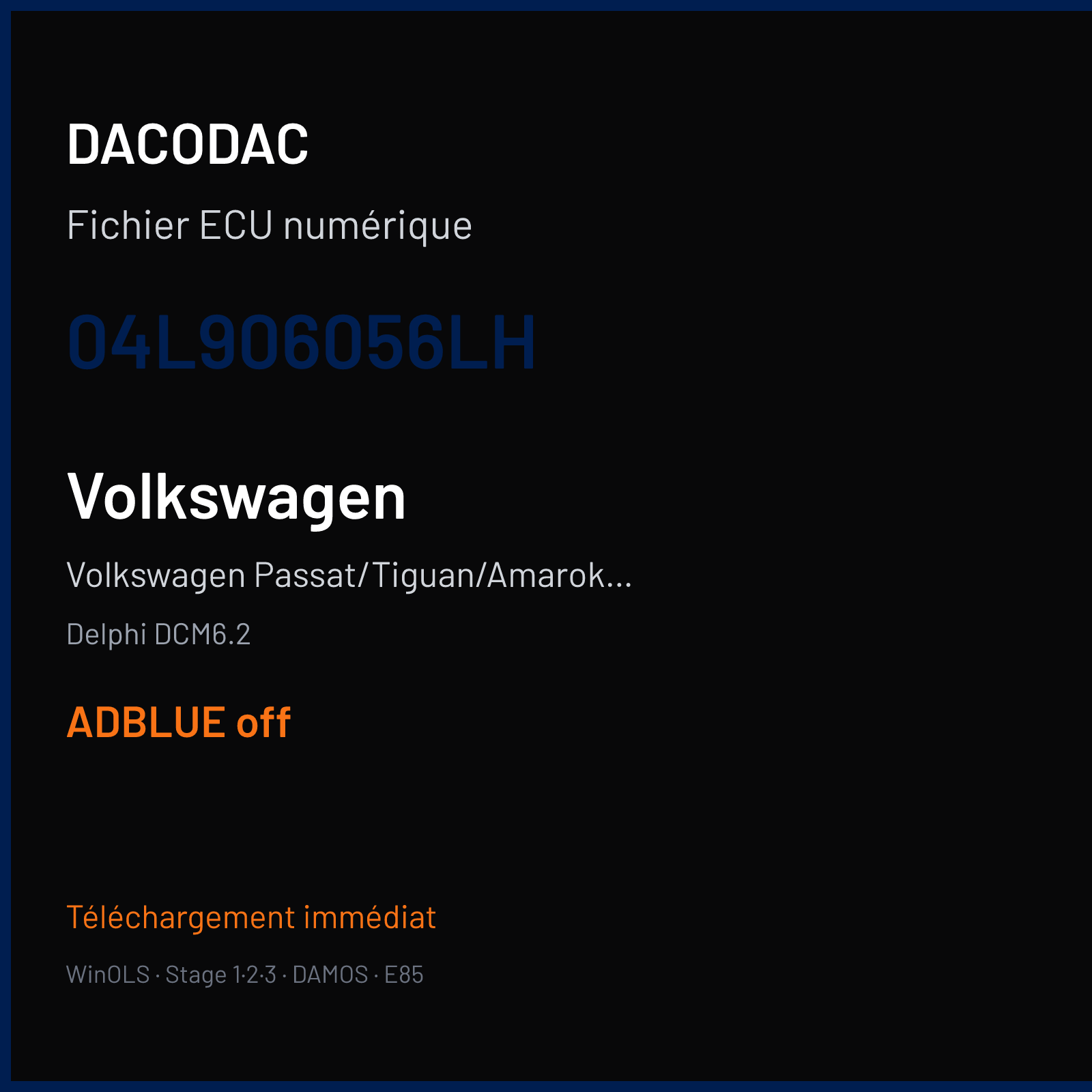 Volkswagen Passat/Tiguan/Amarok 1.6 TDI (2017) — Delphi DCM6.2 — 04L906056LH — ADBLUE off