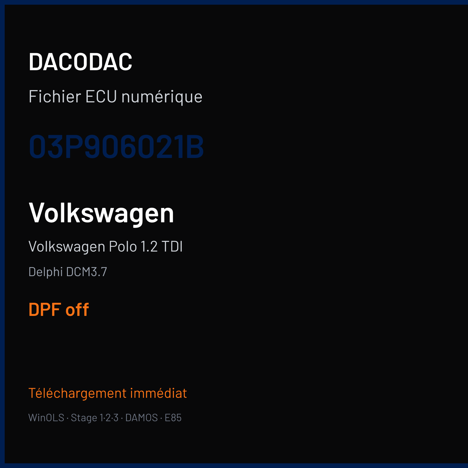 Volkswagen Polo 1.2 TDI — Delphi DCM3.7 — 03P906021B — DPF off