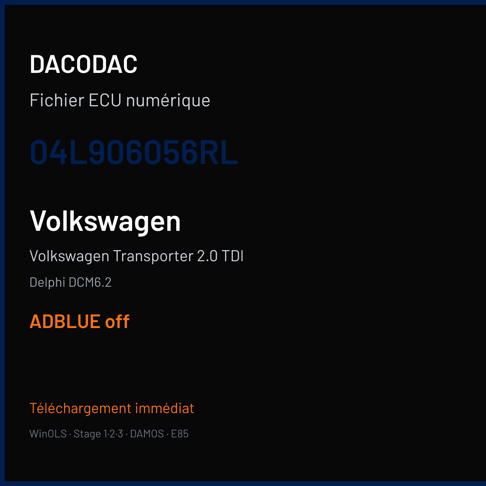 Volkswagen Transporter 2.0 TDI (2017) — Delphi DCM6.2 — 04L906056RL — ADBLUE off