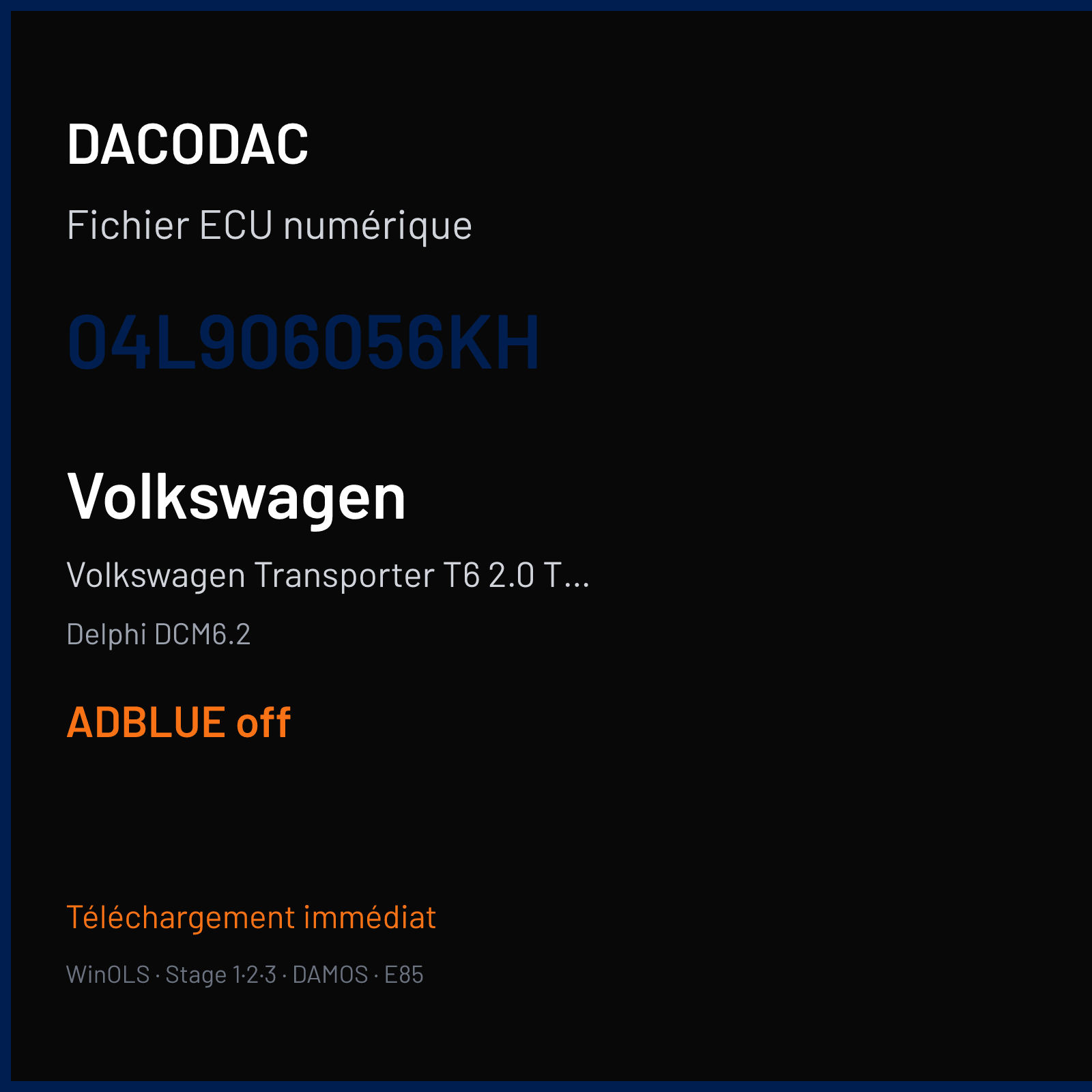 Volkswagen Transporter T6 2.0 TDI (2020) — Delphi DCM6.2 — 04L906056KH — ADBLUE off