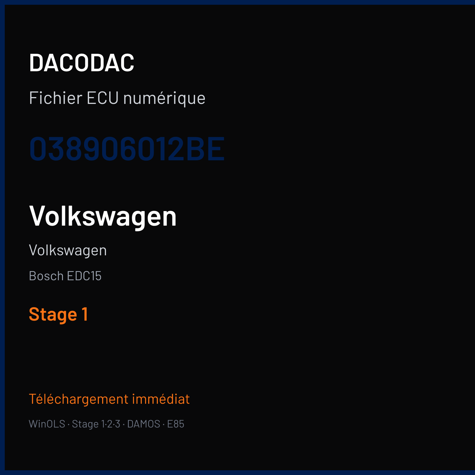 Volkswagen — Bosch EDC15 — 038906012BE — Stage 1