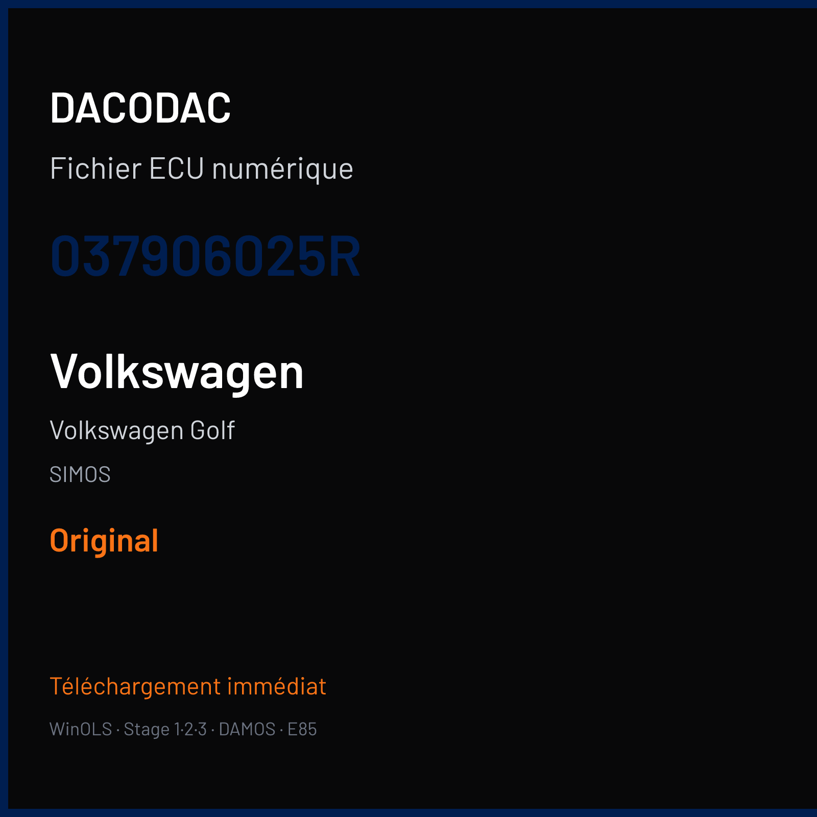 Volkswagen Golf — SIMOS — 037906025R — Original