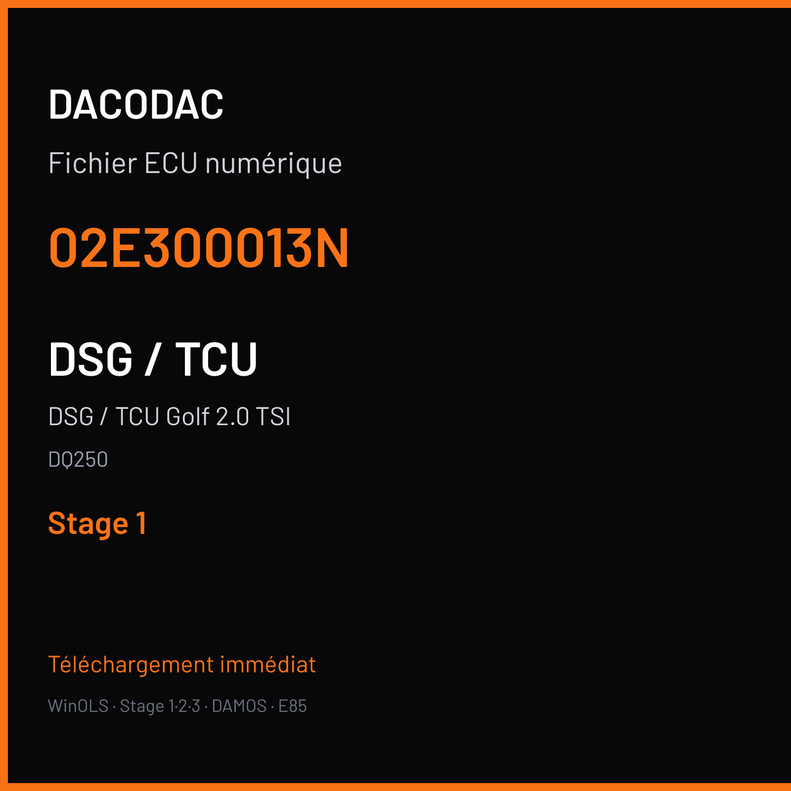 DSG / TCU Golf 2.0 TSI (2011) — DQ250 — 02E300013N — Stage 1