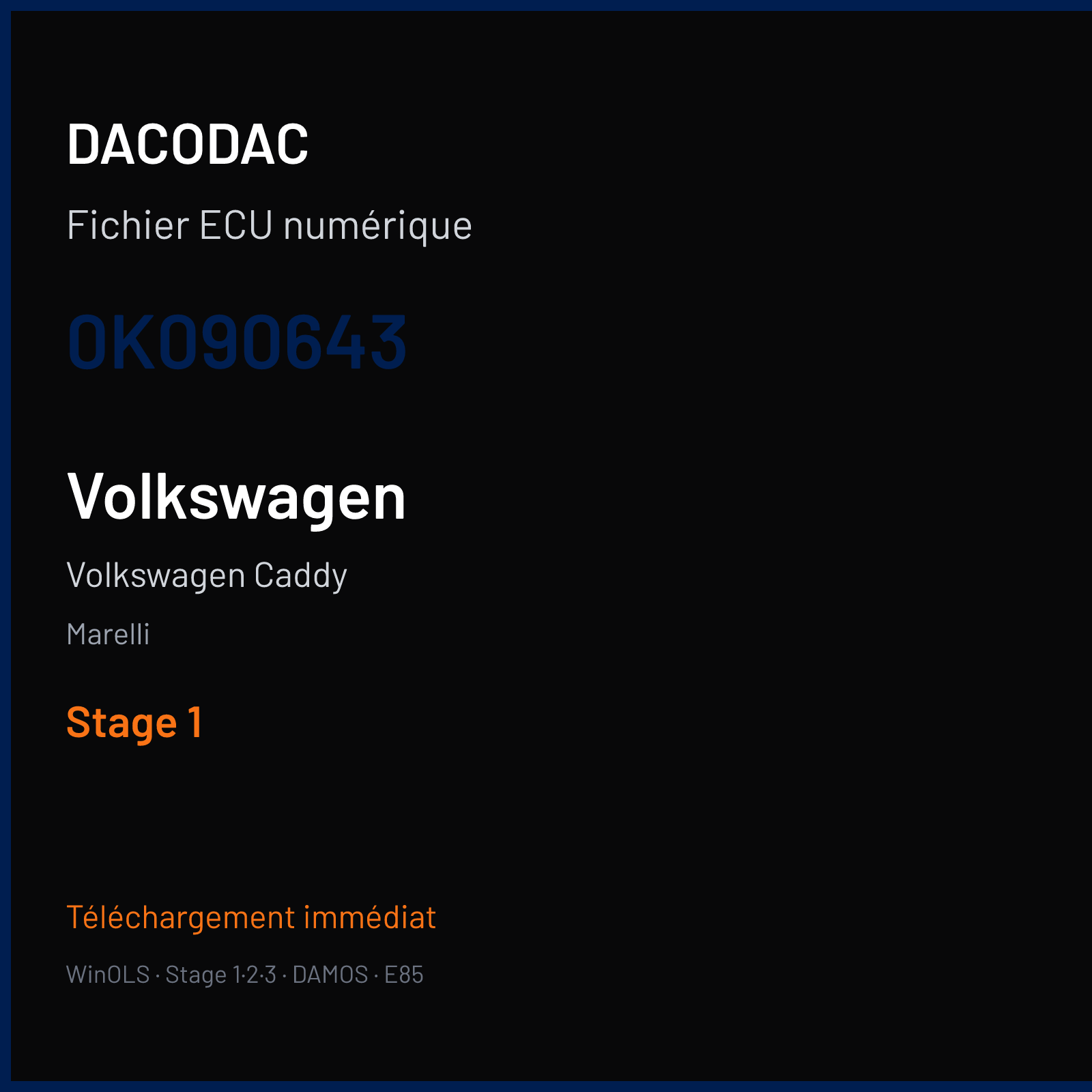 Volkswagen Caddy — Marelli — 0K090643 — Stage 1