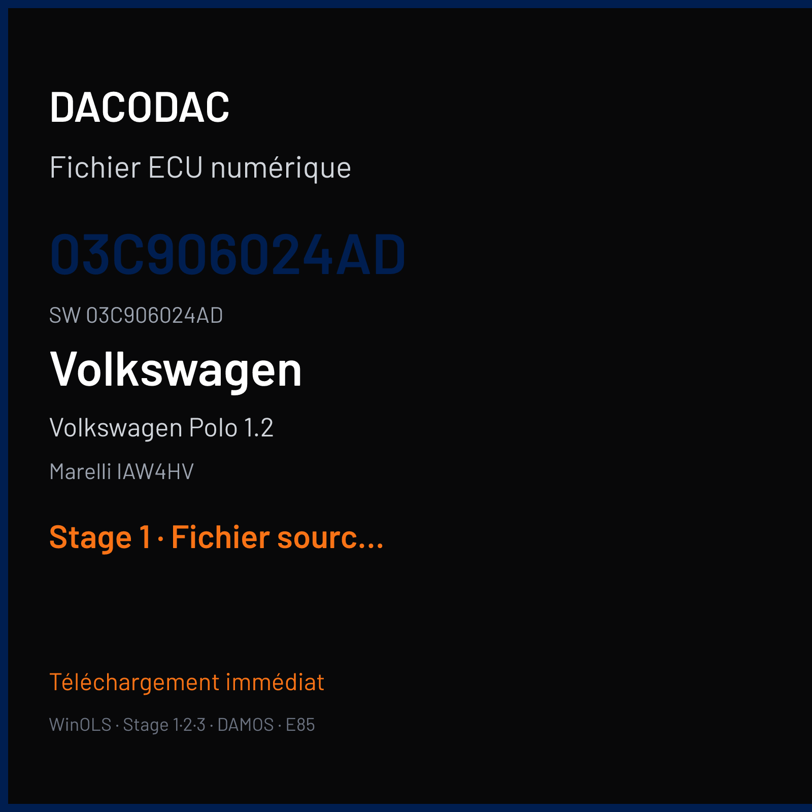 Volkswagen Polo 1.2 (2009) — Marelli IAW4HV — 03C906024AD · 03C906024AD — Stage 1