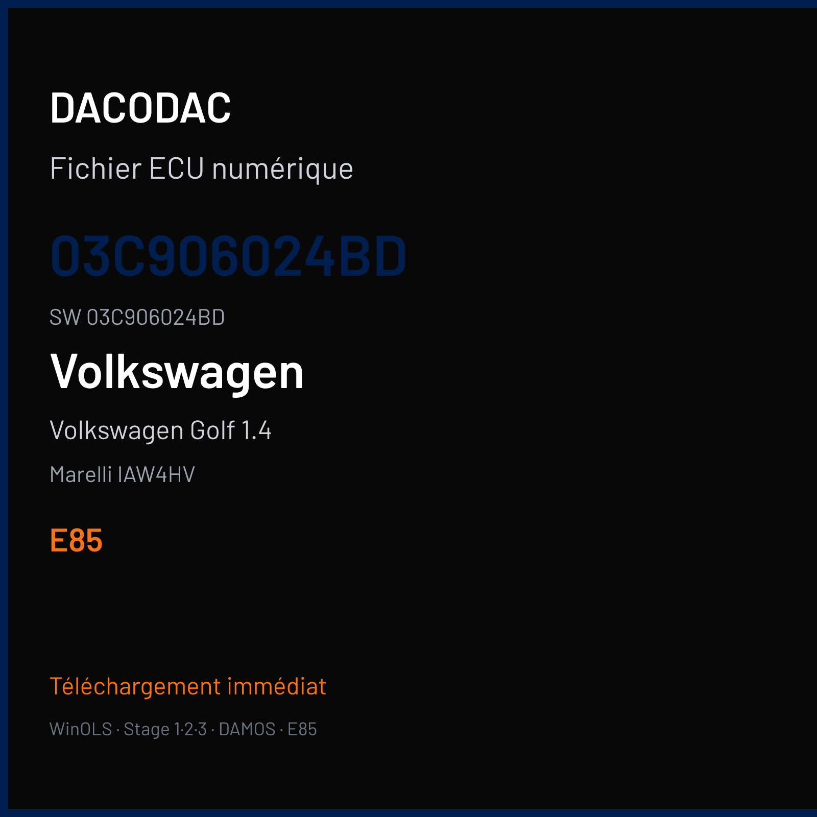 Volkswagen Golf 1.4 — Marelli IAW4HV — 03C906024BD · 03C906024BD — E85