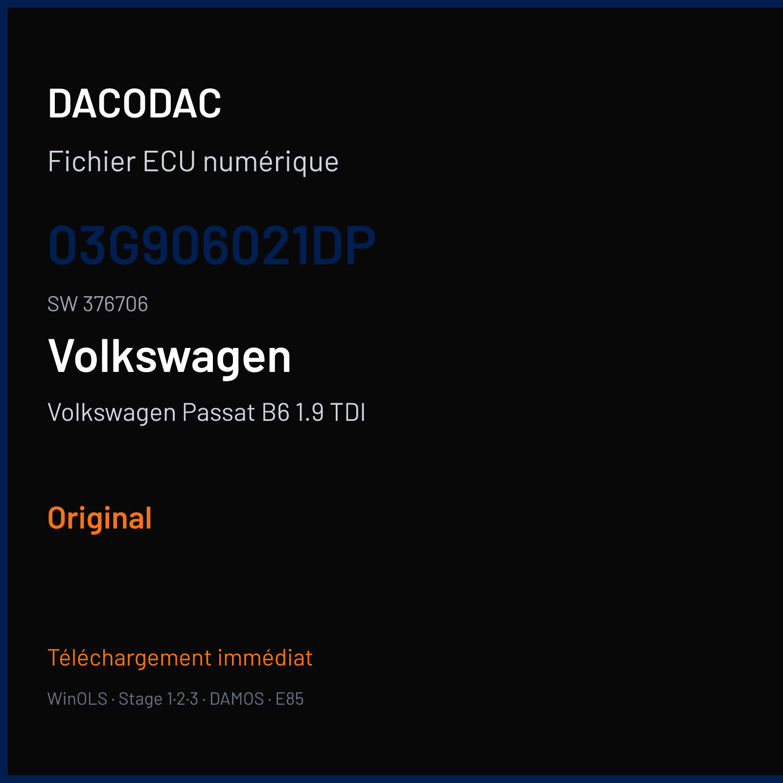 Volkswagen Passat B6 1.9 TDI (2005) — 03G906021DP · 376706 — Original