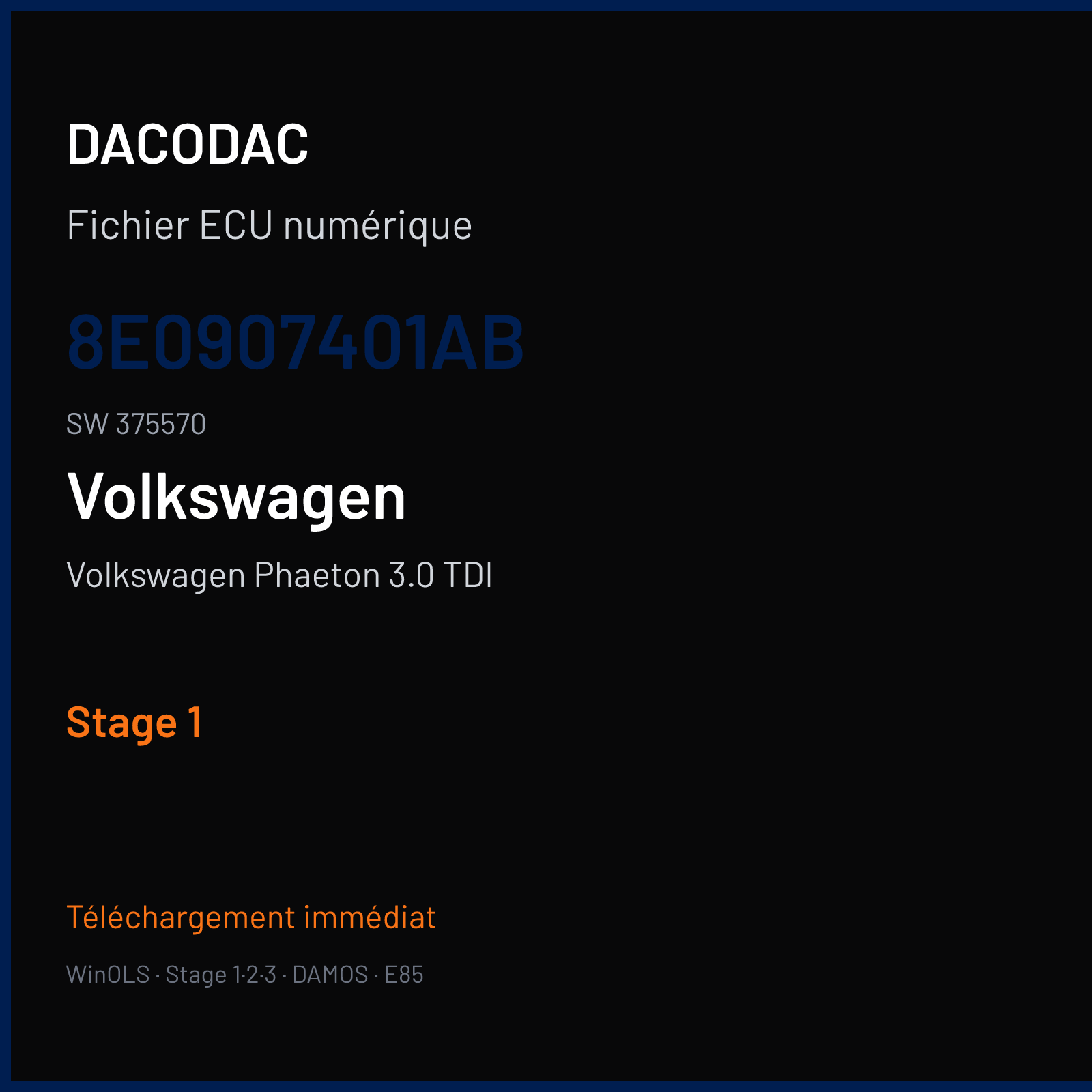 Volkswagen Phaeton 3.0 TDI (2006) — 8E0907401AB · 375570 — Stage 1