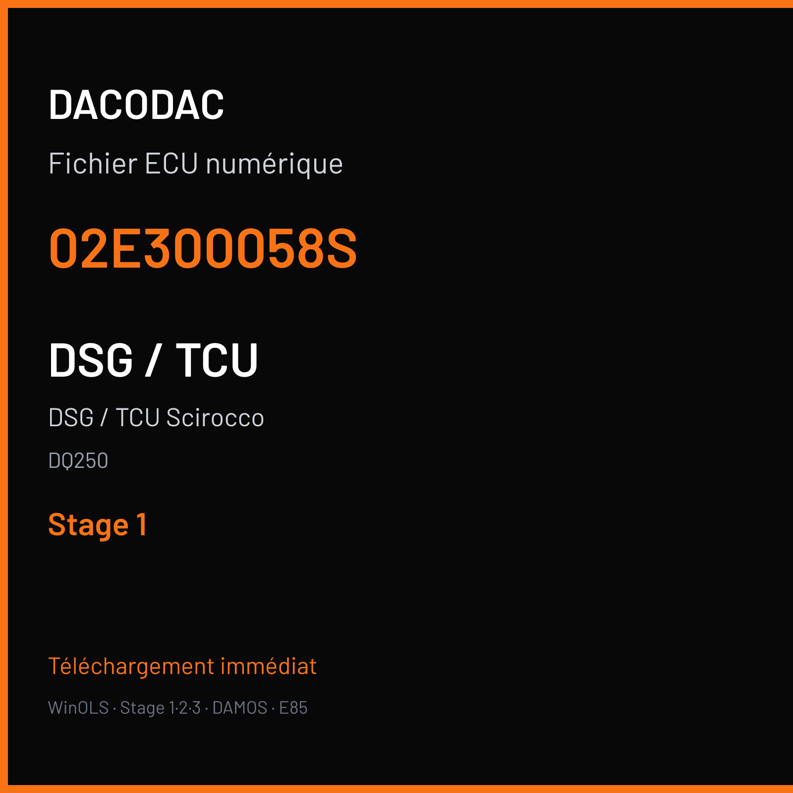 DSG / TCU Scirocco — DQ250 — 02E300058S — Stage 1