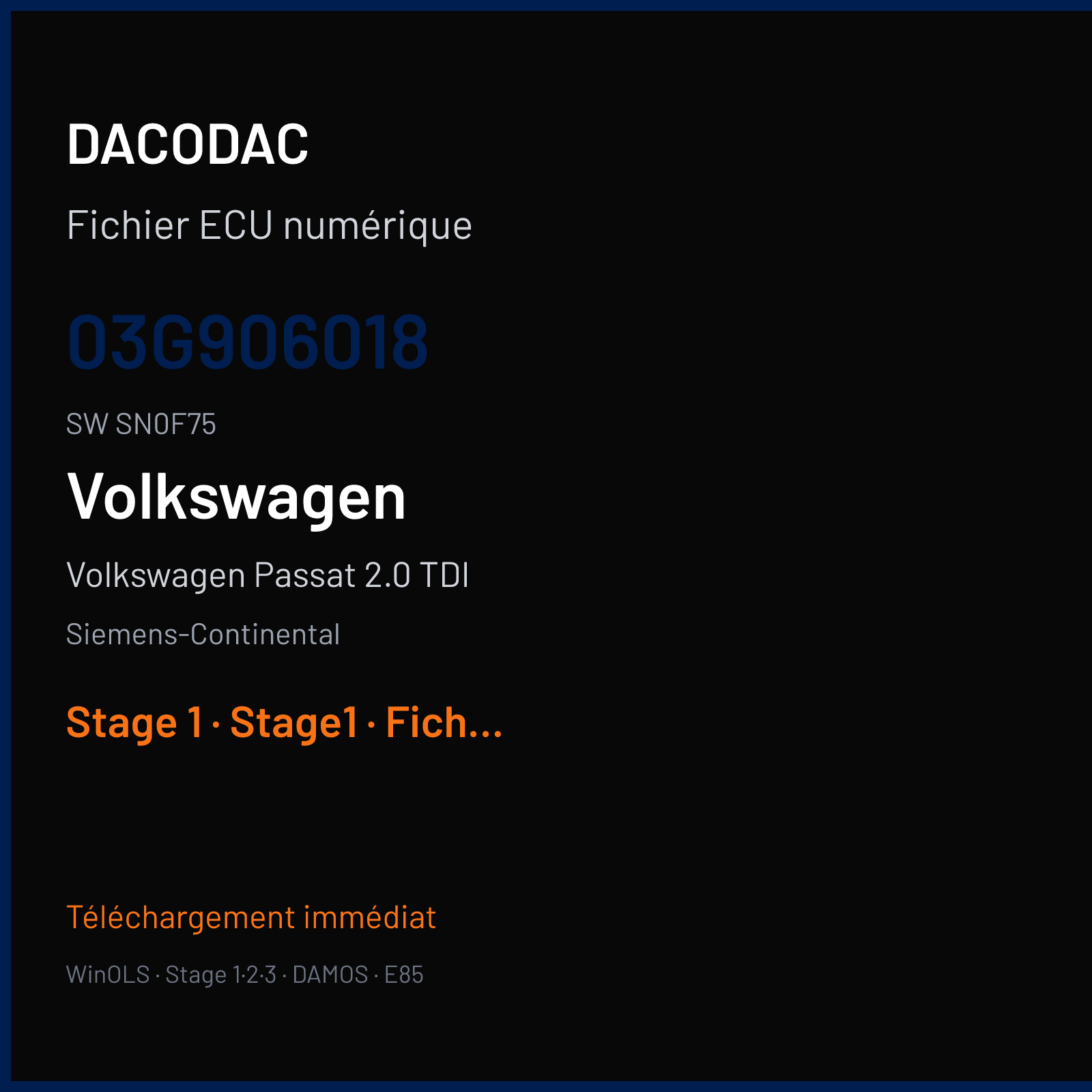 Volkswagen Passat 2.0 TDI — Siemens-Continental — 03G906018 · SN0F75 — Stage 1