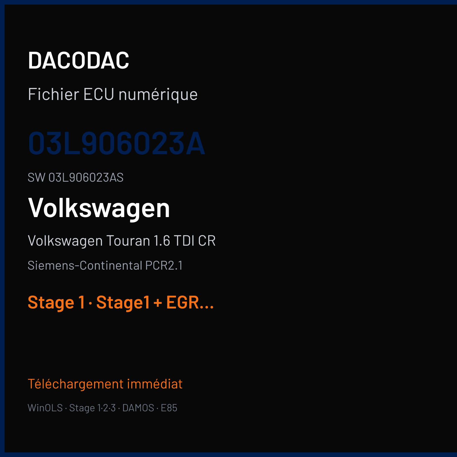 Volkswagen Touran 1.6 TDI CR (2010) — Siemens-Continental PCR2.1 — 03L906023A · 03L906023AS — Stage 1