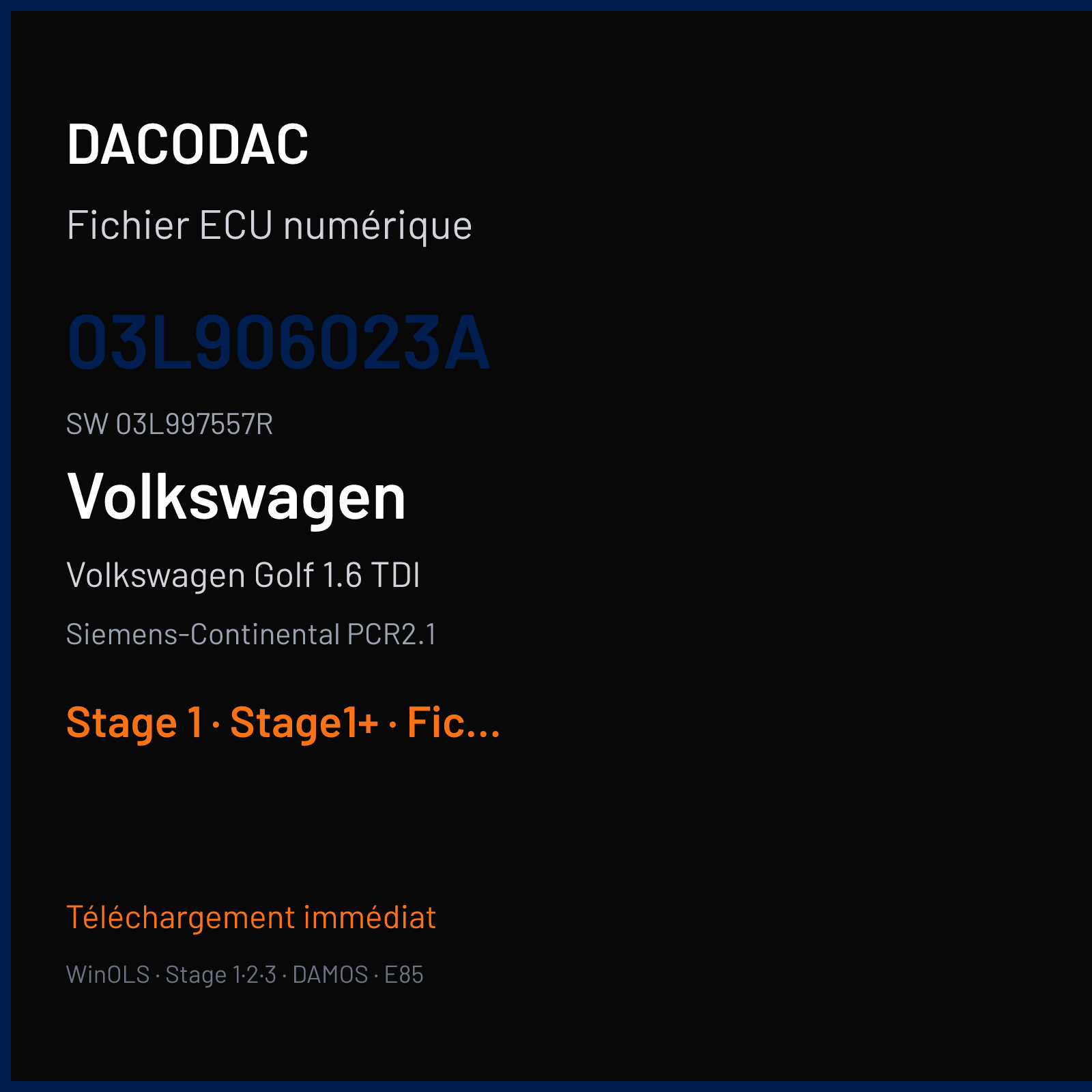 Volkswagen Golf 1.6 TDI (2010) — Siemens-Continental PCR2.1 — 03L906023A · 03L997557R — Stage 1