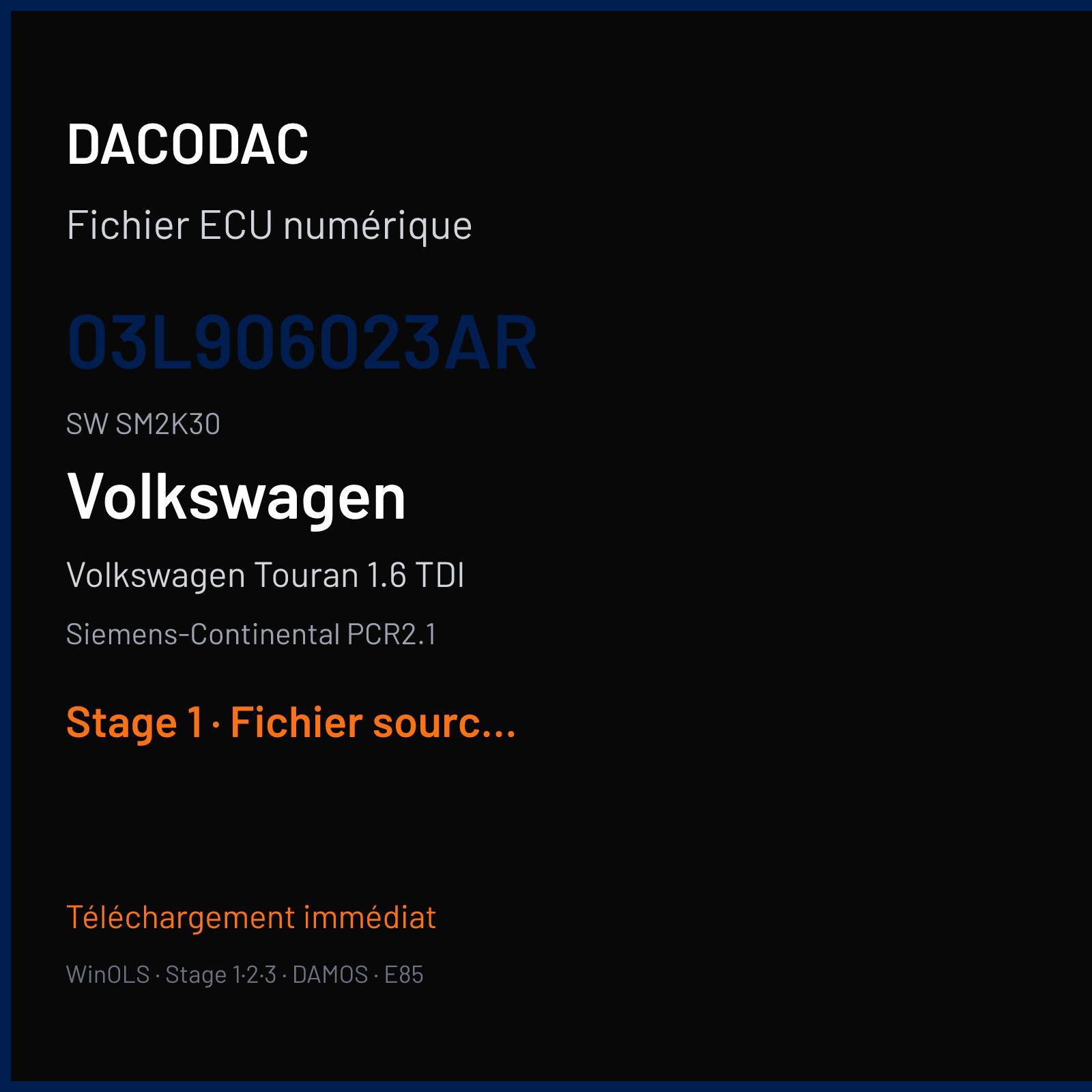 Volkswagen Touran 1.6 TDI (2010) — Siemens-Continental PCR2.1 — 03L906023AR · SM2K30 — Stage 1