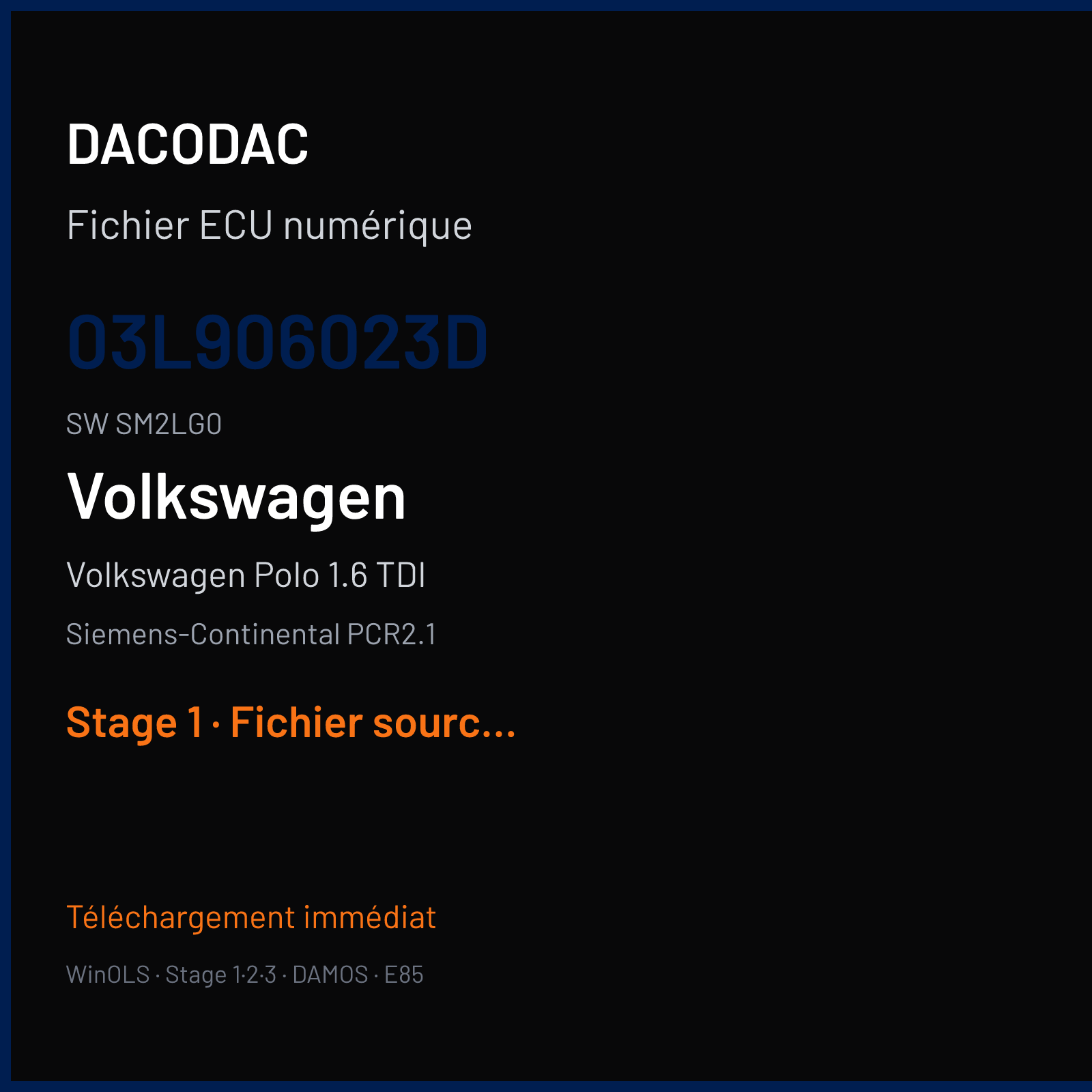 Volkswagen Polo 1.6 TDI (2011) — Siemens-Continental PCR2.1 — 03L906023D · SM2LG0 — Stage 1