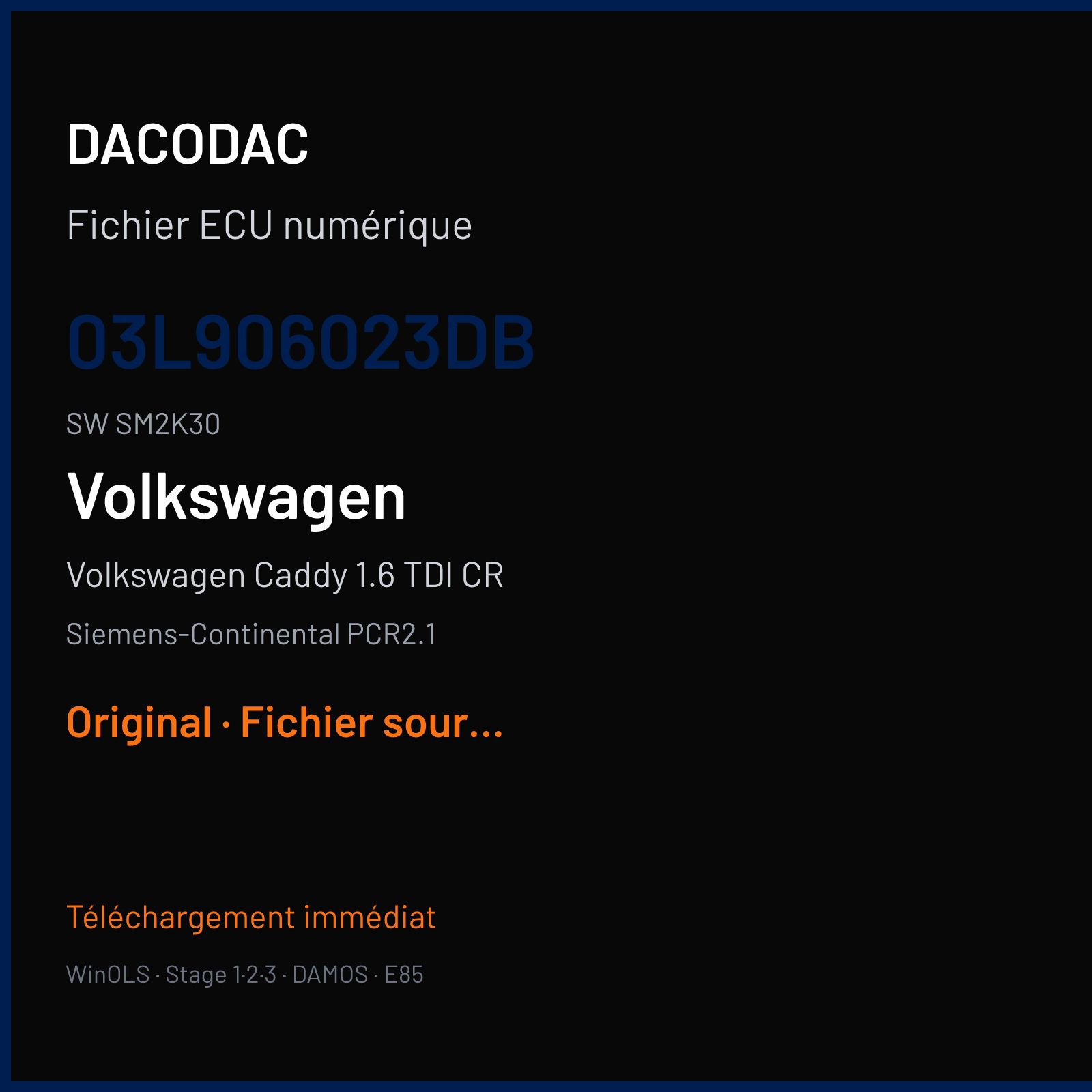 Volkswagen Caddy 1.6 TDI CR (2011) — Siemens-Continental PCR2.1 — 03L906023DB · SM2K30 — Original