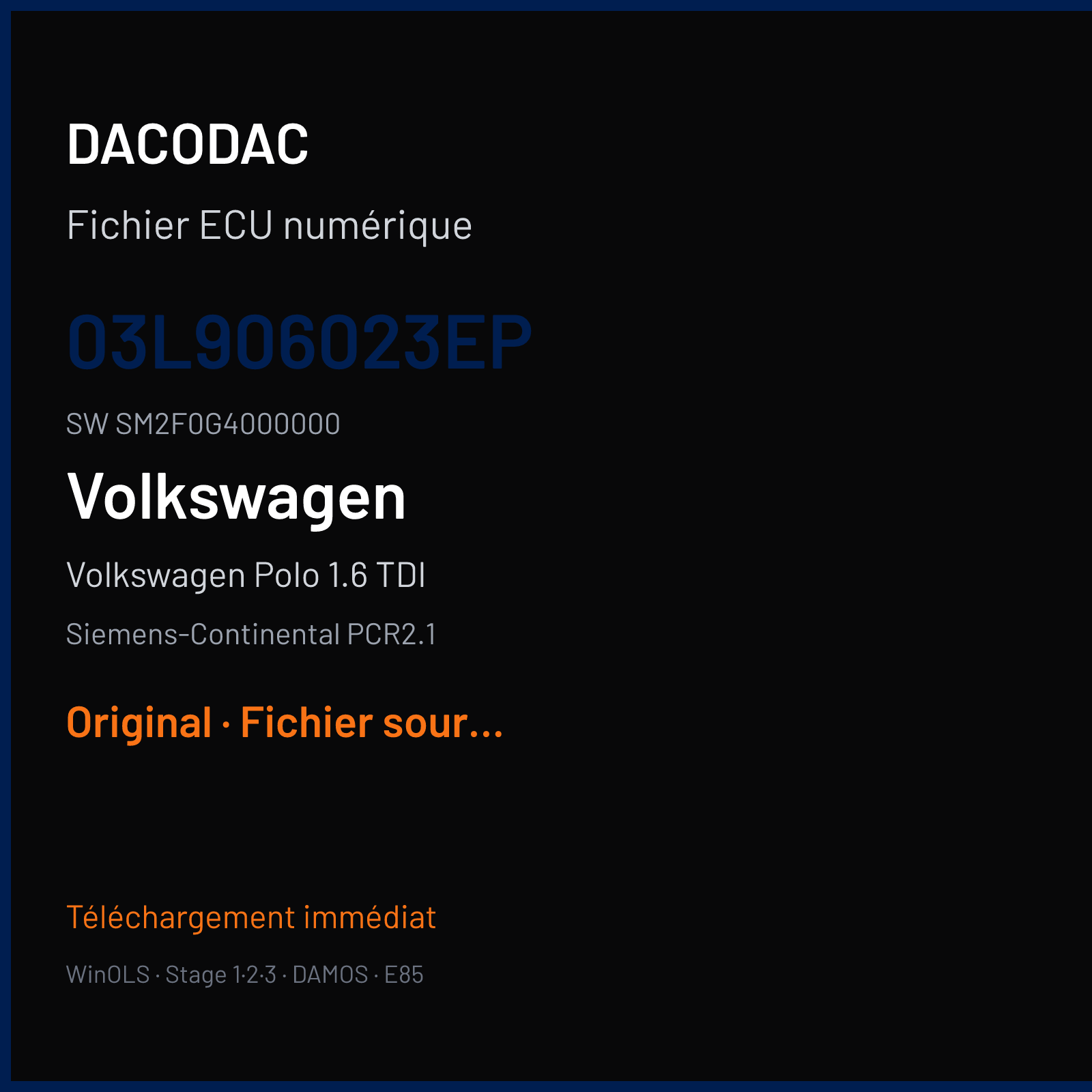 Volkswagen Polo 1.6 TDI (2011) — Siemens-Continental PCR2.1 — 03L906023EP · SM2F0G4000000 — Original