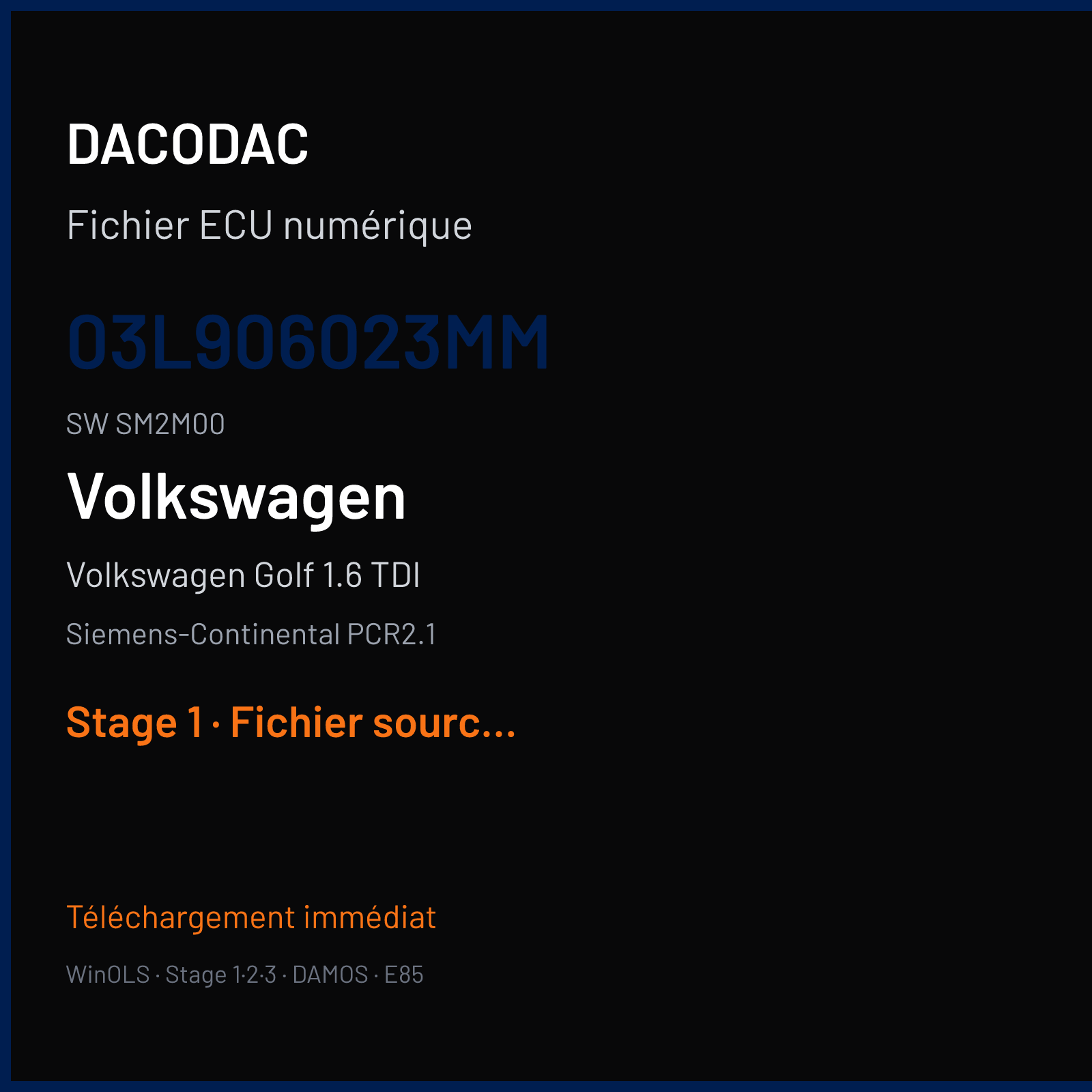 Volkswagen Golf 1.6 TDI (2012) — Siemens-Continental PCR2.1 — 03L906023MM · SM2M00 — Stage 1