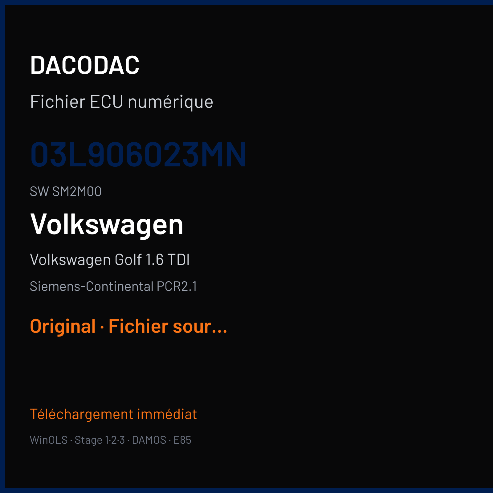 Volkswagen Golf 1.6 TDI (2011) — Siemens-Continental PCR2.1 — 03L906023MN · SM2M00 — Original