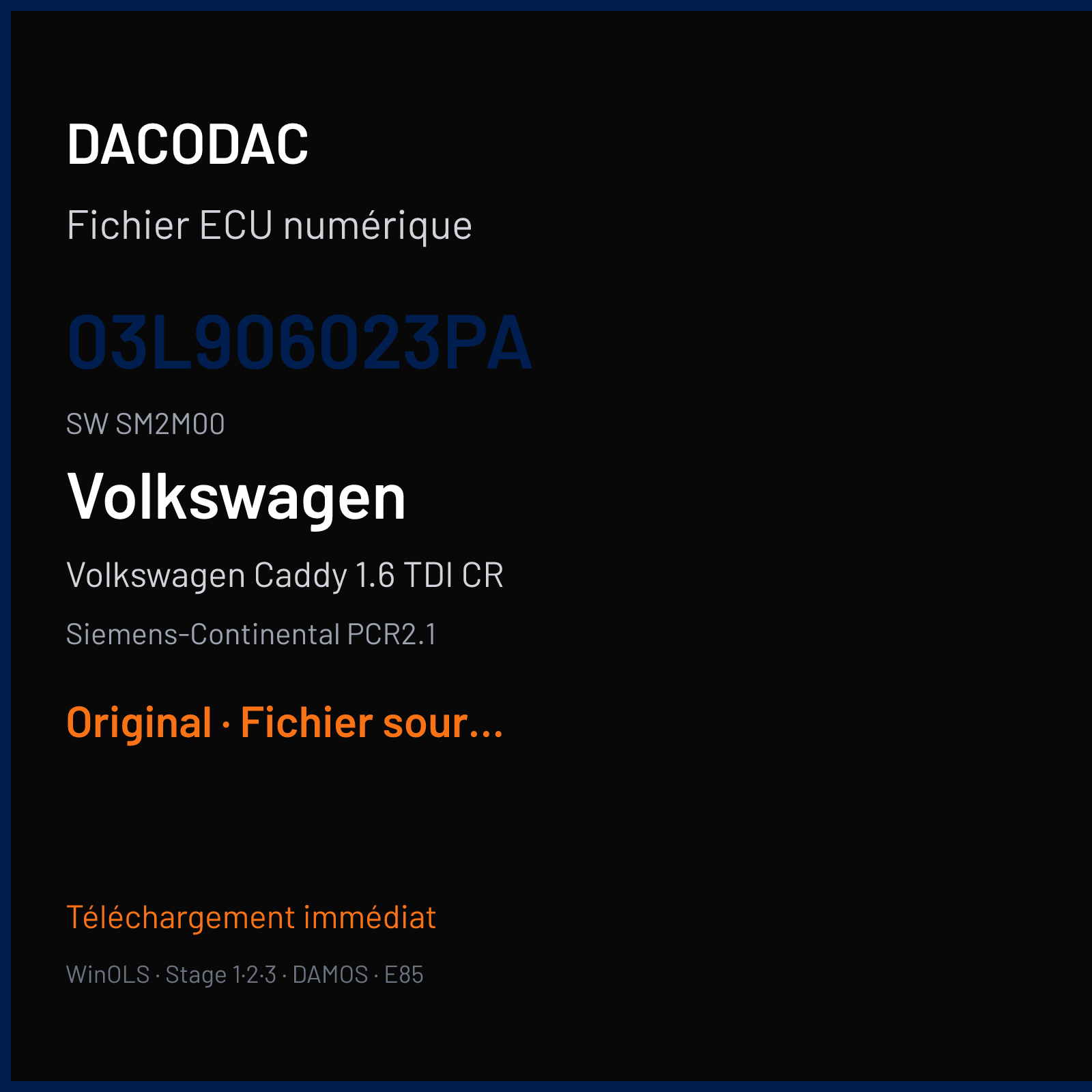 Volkswagen Caddy 1.6 TDI CR (2013) — Siemens-Continental PCR2.1 — 03L906023PA · SM2M00 — Original
