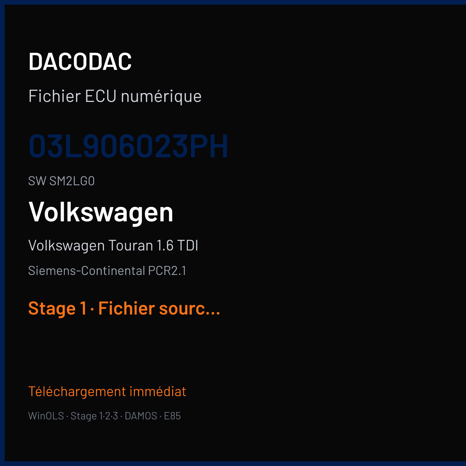 Volkswagen Touran 1.6 TDI (2012) — Siemens-Continental PCR2.1 — 03L906023PH · SM2LG0 — Stage 1