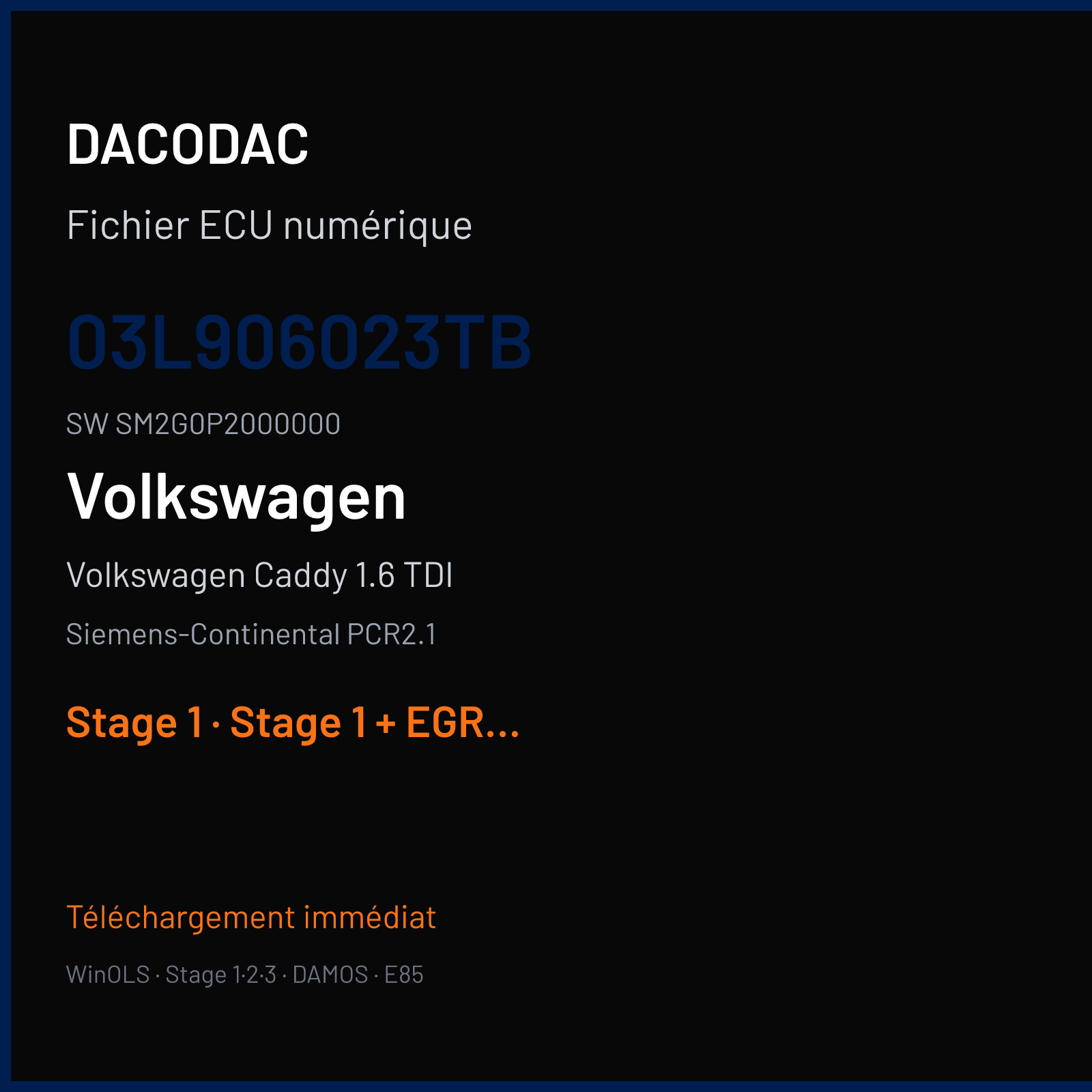 Volkswagen Caddy 1.6 TDI (2011) — Siemens-Continental PCR2.1 — 03L906023TB · SM2G0P2000000 — Stage 1