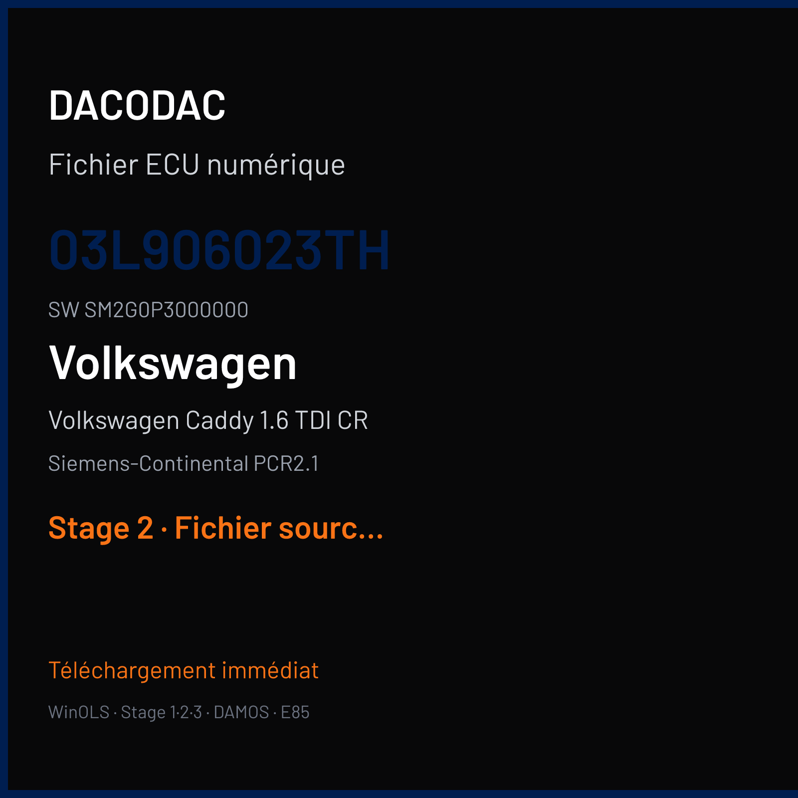 Volkswagen Caddy 1.6 TDI CR (2011) — Siemens-Continental PCR2.1 — 03L906023TH · SM2G0P3000000 — Stage 2
