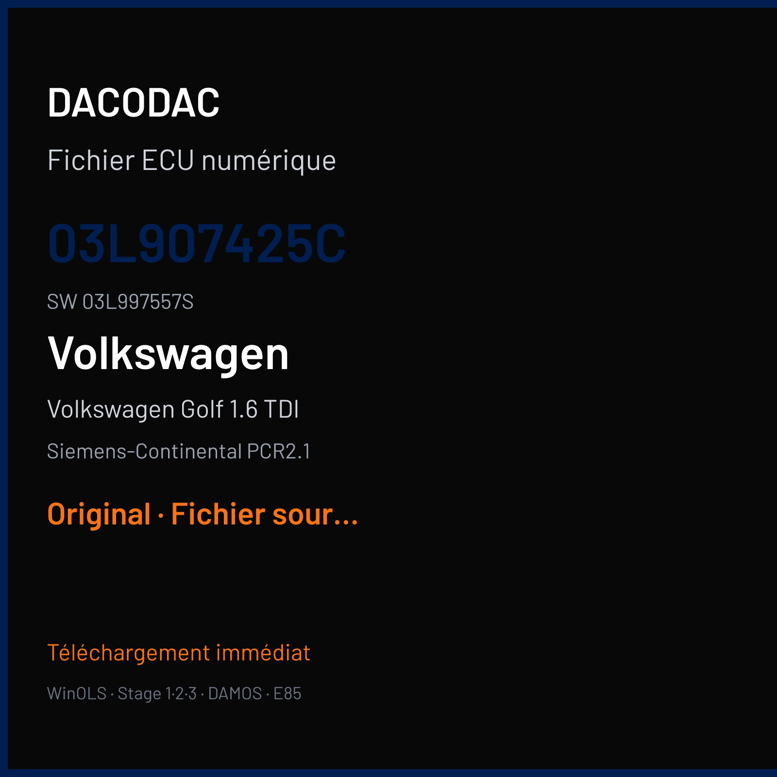 Volkswagen Golf 1.6 TDI (2010) — Siemens-Continental PCR2.1 — 03L907425C · 03L997557S — Original