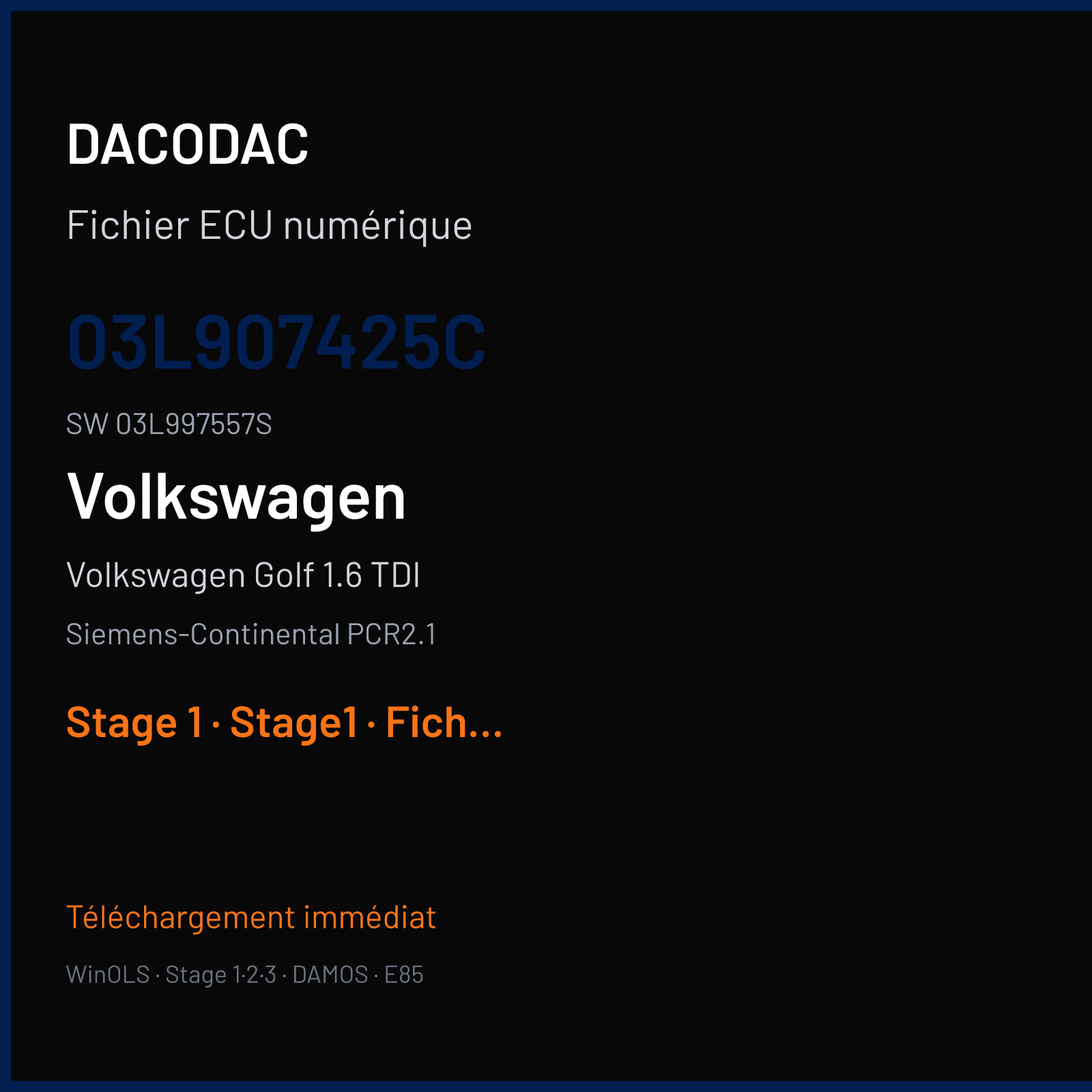 Volkswagen Golf 1.6 TDI (2012) — Siemens-Continental PCR2.1 — 03L907425C · 03L997557S — Stage 1