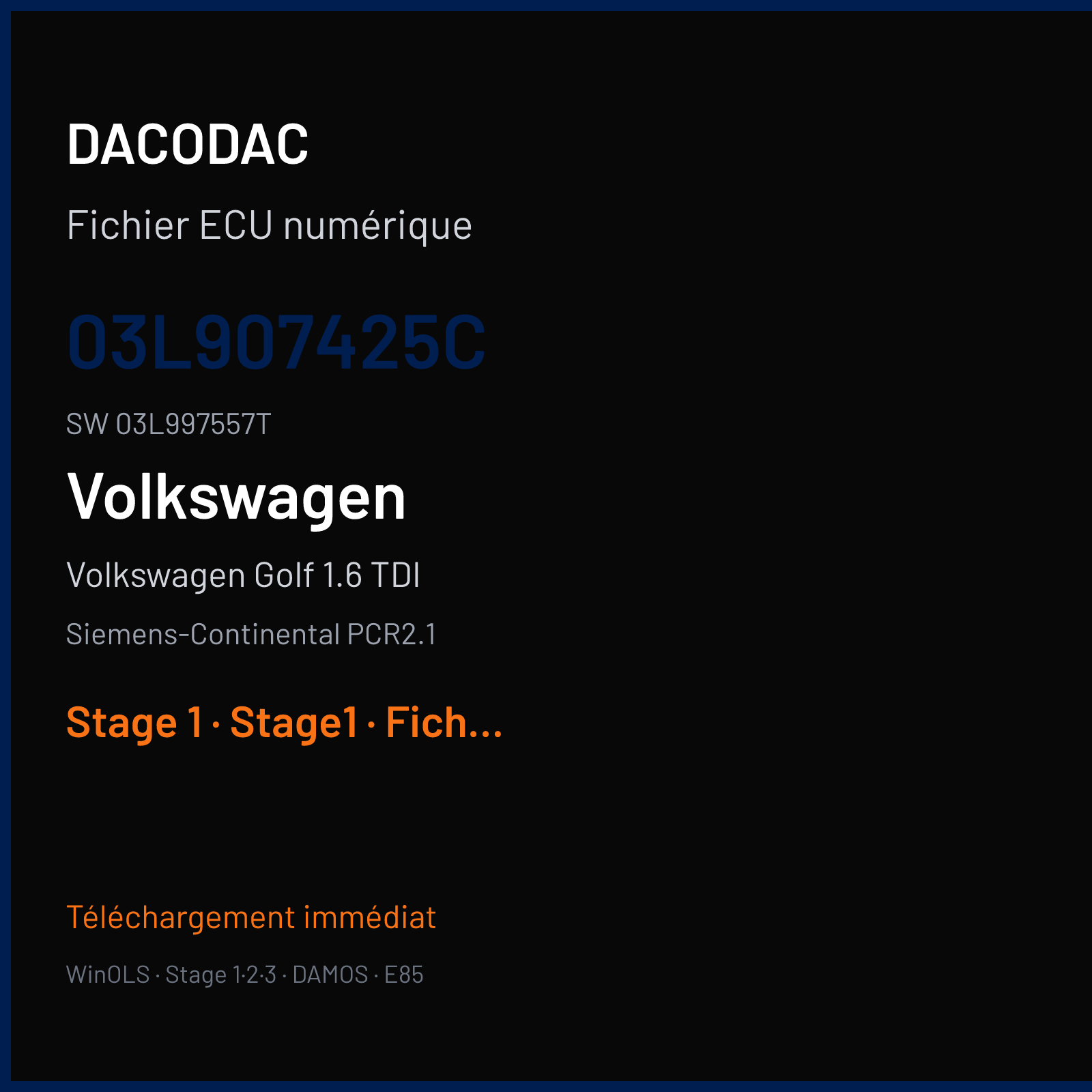 Volkswagen Golf 1.6 TDI (2011) — Siemens-Continental PCR2.1 — 03L907425C · 03L997557T — Stage 1