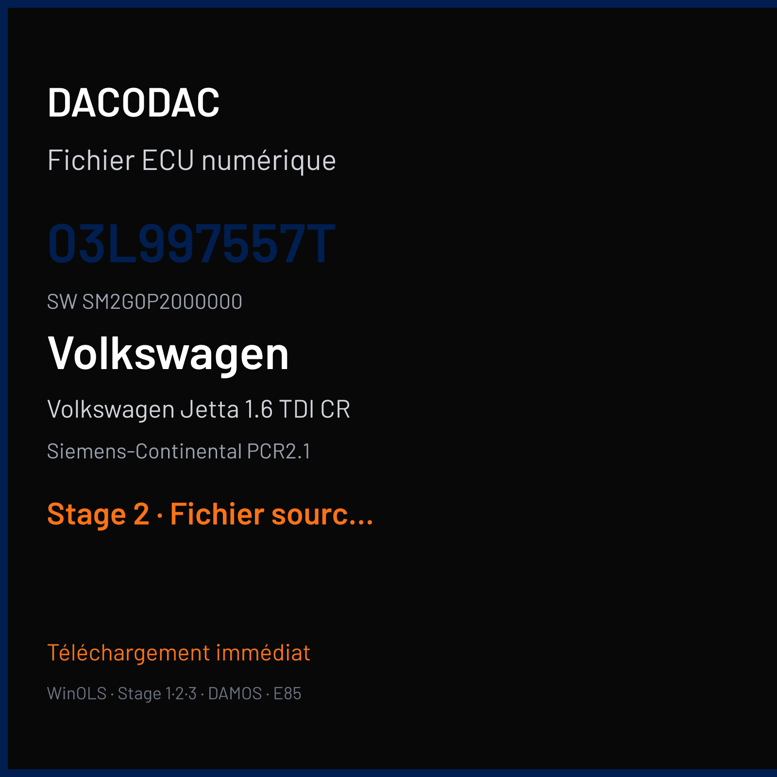 Volkswagen Jetta 1.6 TDI CR (2011) — Siemens-Continental PCR2.1 — 03L997557T · SM2G0P2000000 — Stage 2