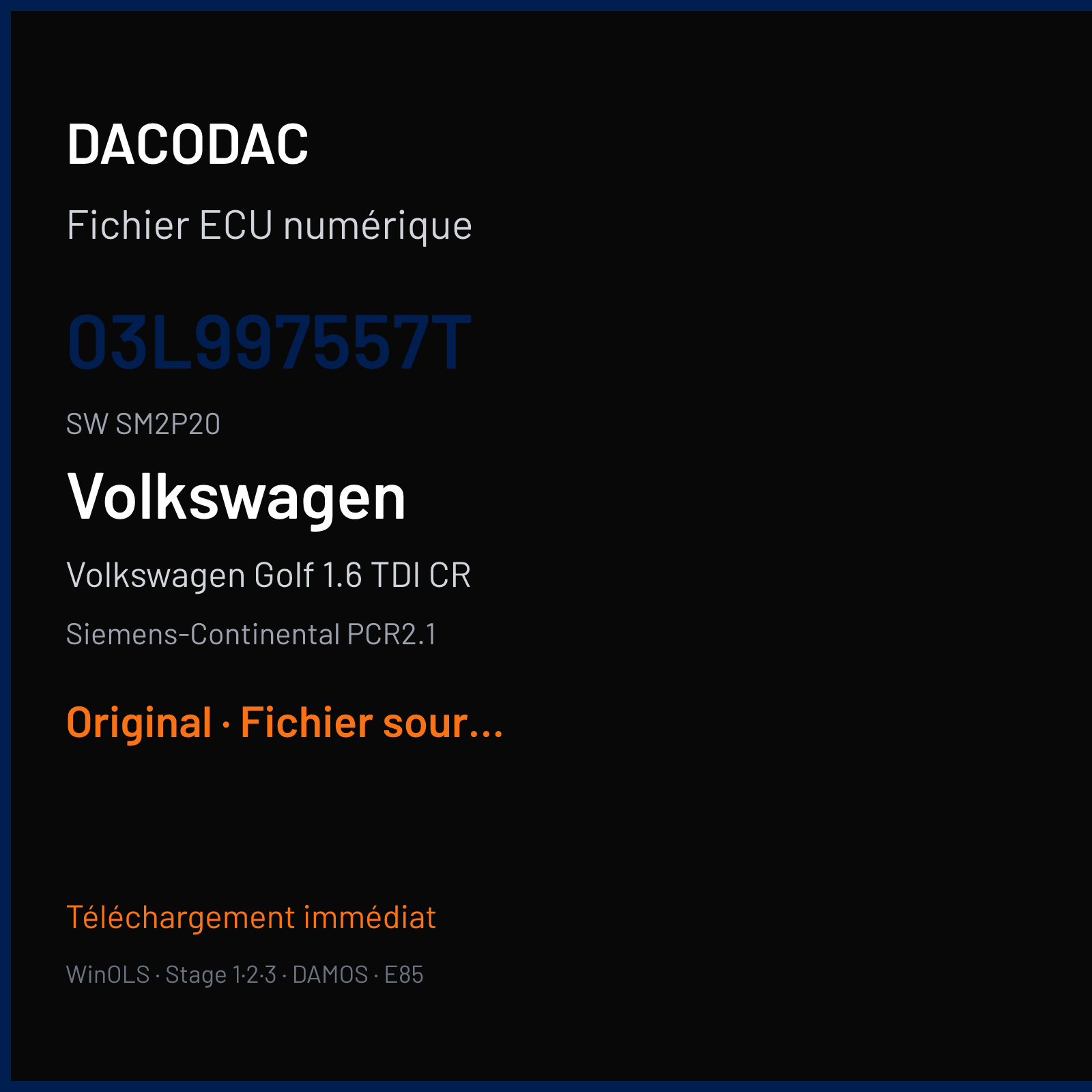 Volkswagen Golf 1.6 TDI CR (2011) — Siemens-Continental PCR2.1 — 03L997557T · SM2P20 — Original