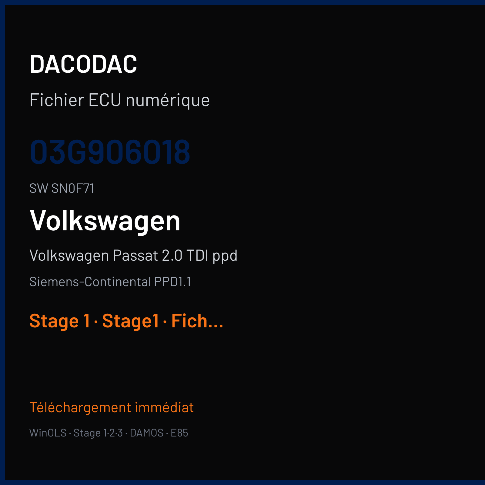 Volkswagen Passat 2.0 TDI ppd (2006) — Siemens-Continental PPD1.1 — 03G906018 · SN0F71 — Stage 1