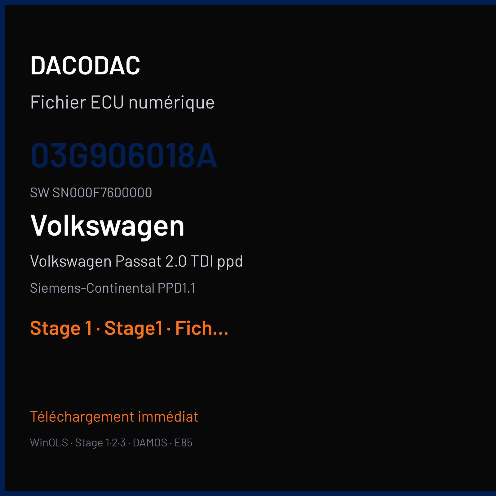 Volkswagen Passat 2.0 TDI ppd (2007) — Siemens-Continental PPD1.1 — 03G906018A · SN000F7600000 — Stage 1