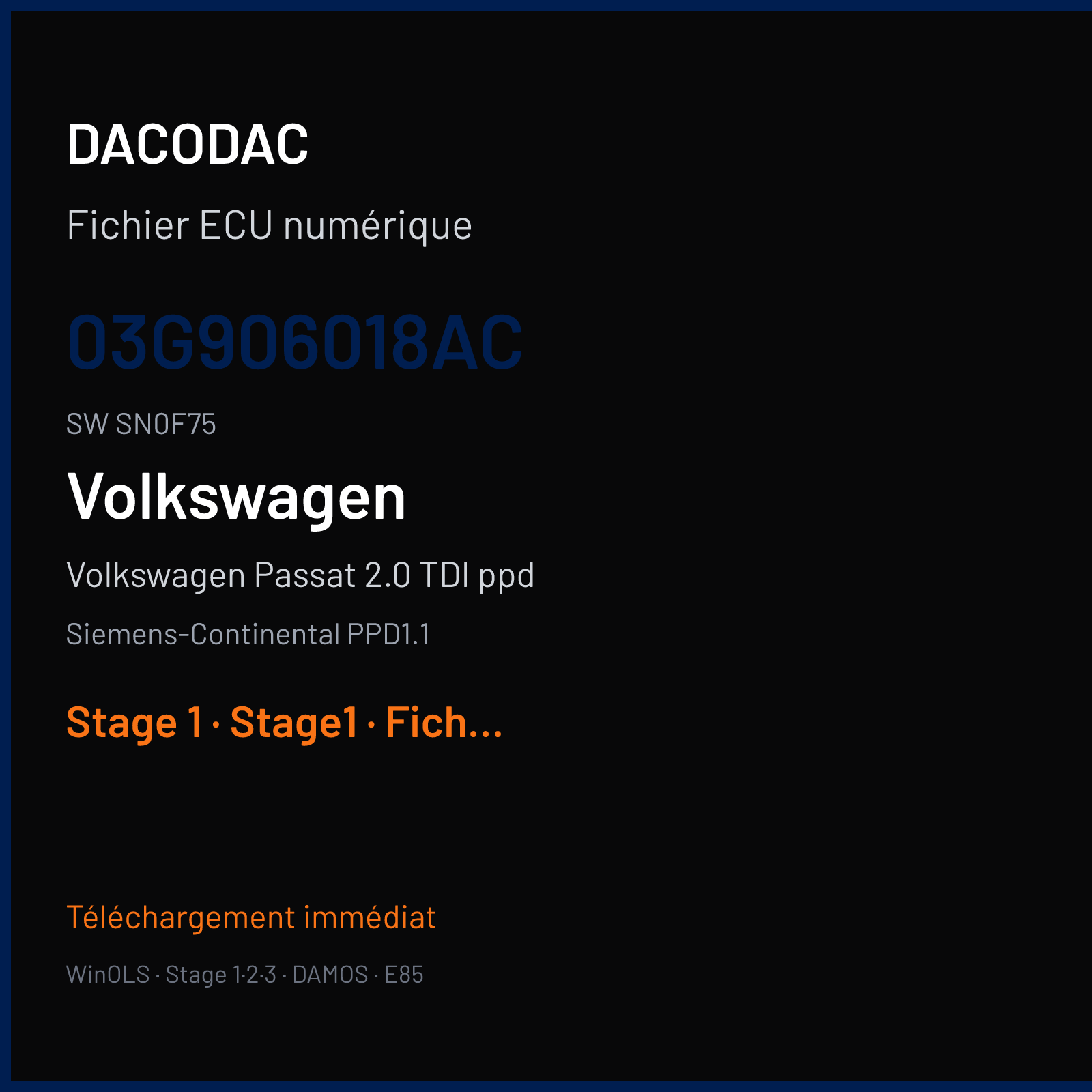 Volkswagen Passat 2.0 TDI ppd (2006) — Siemens-Continental PPD1.1 — 03G906018AC · SN0F75 — Stage 1