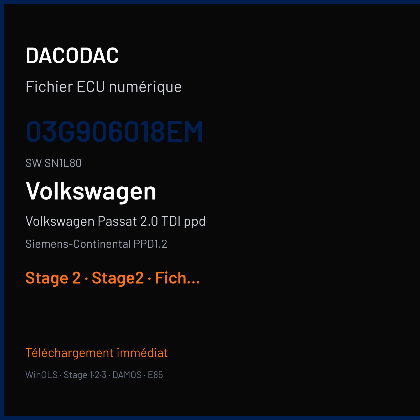 Volkswagen Passat 2.0 TDI ppd (2007) — Siemens-Continental PPD1.2 — 03G906018EM · SN1L80 — Stage 2
