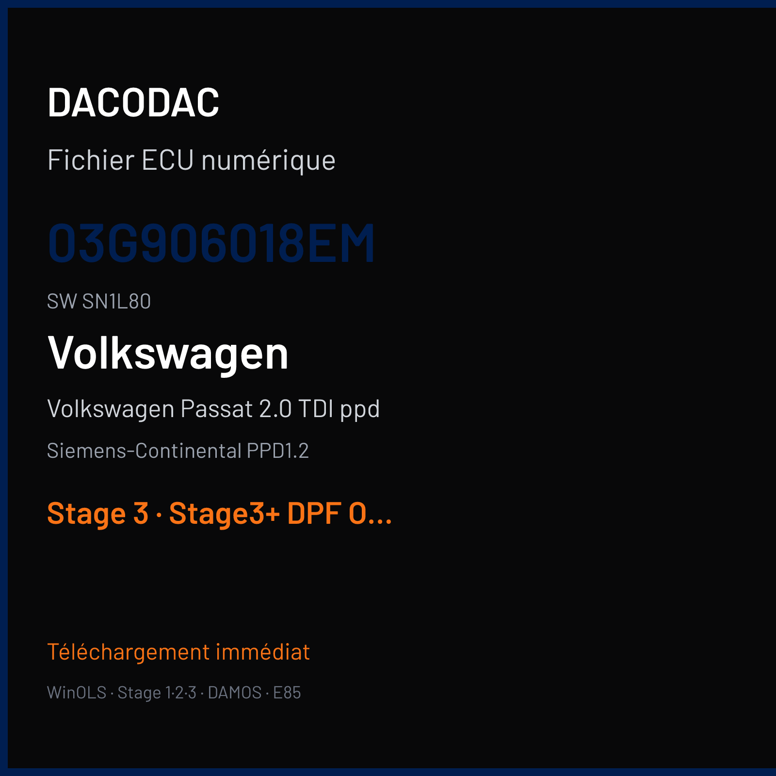 Volkswagen Passat 2.0 TDI ppd (2007) — Siemens-Continental PPD1.2 — 03G906018EM · SN1L80 — Stage 3