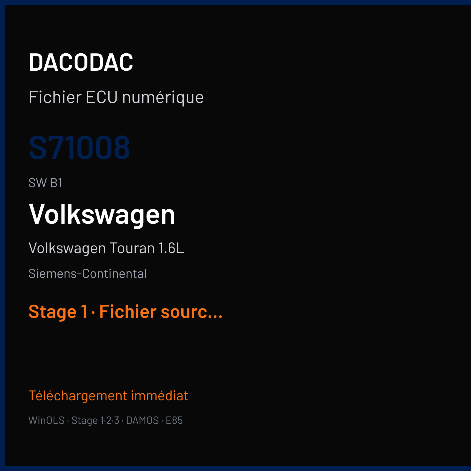 Volkswagen Touran 1.6L (2007) — Siemens-Continental — S71008 · B1 — Stage 1