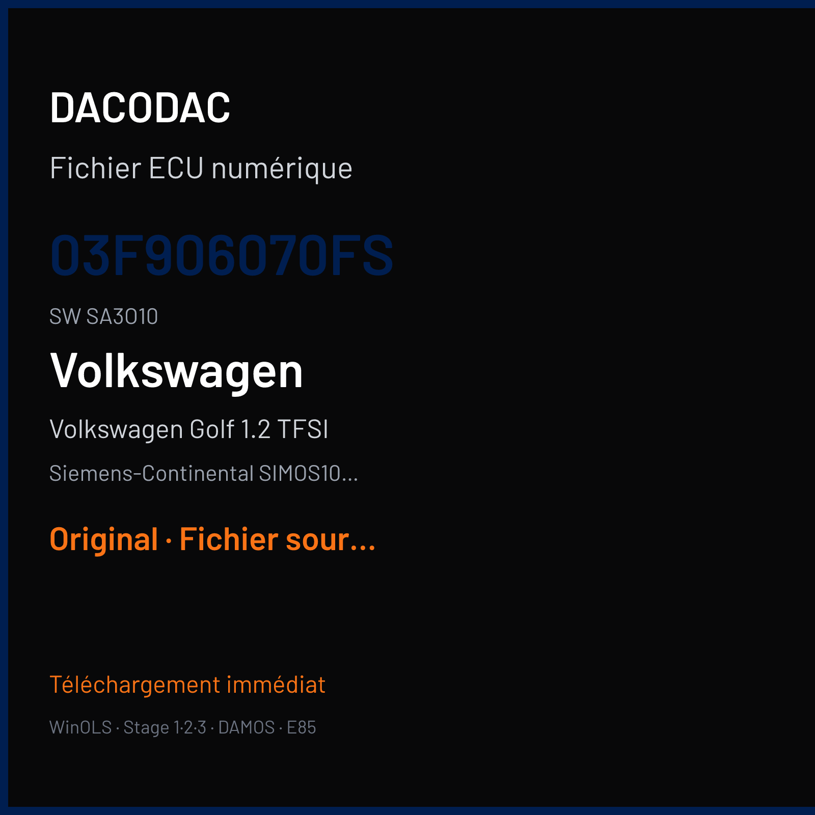 Volkswagen Golf 1.2 TFSI (2012) — Siemens-Continental SIMOS10.2x — 03F906070FS · SA3O10 — Original