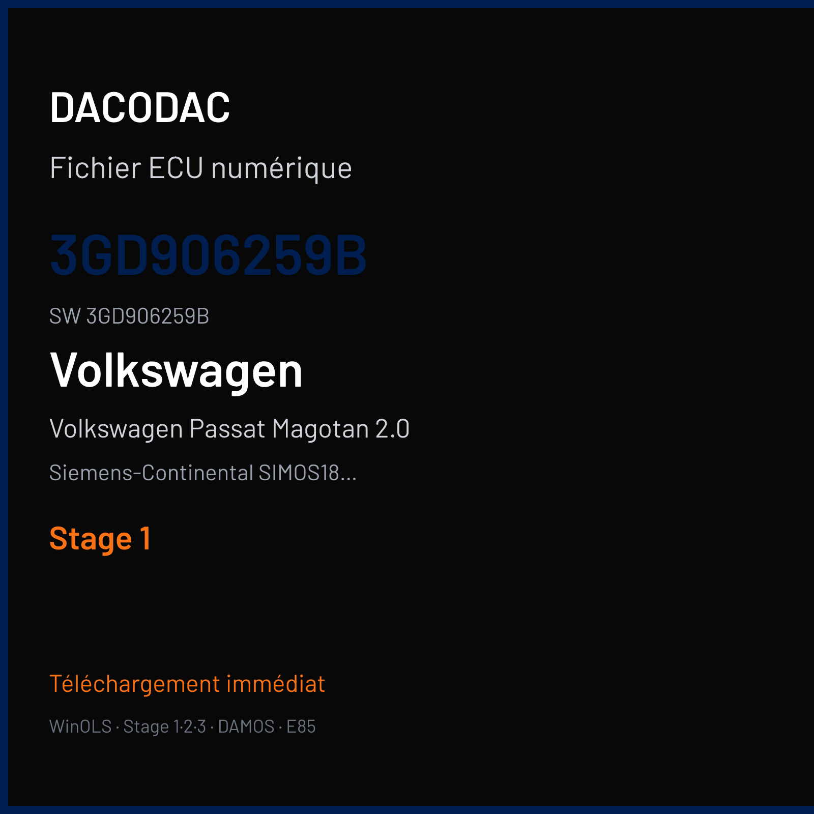 Volkswagen Passat Magotan 2.0 220 ch (2019) — Siemens-Continental SIMOS18.10 — 3GD906259B · 3GD906259B · SCG0092000000 — Stage 1