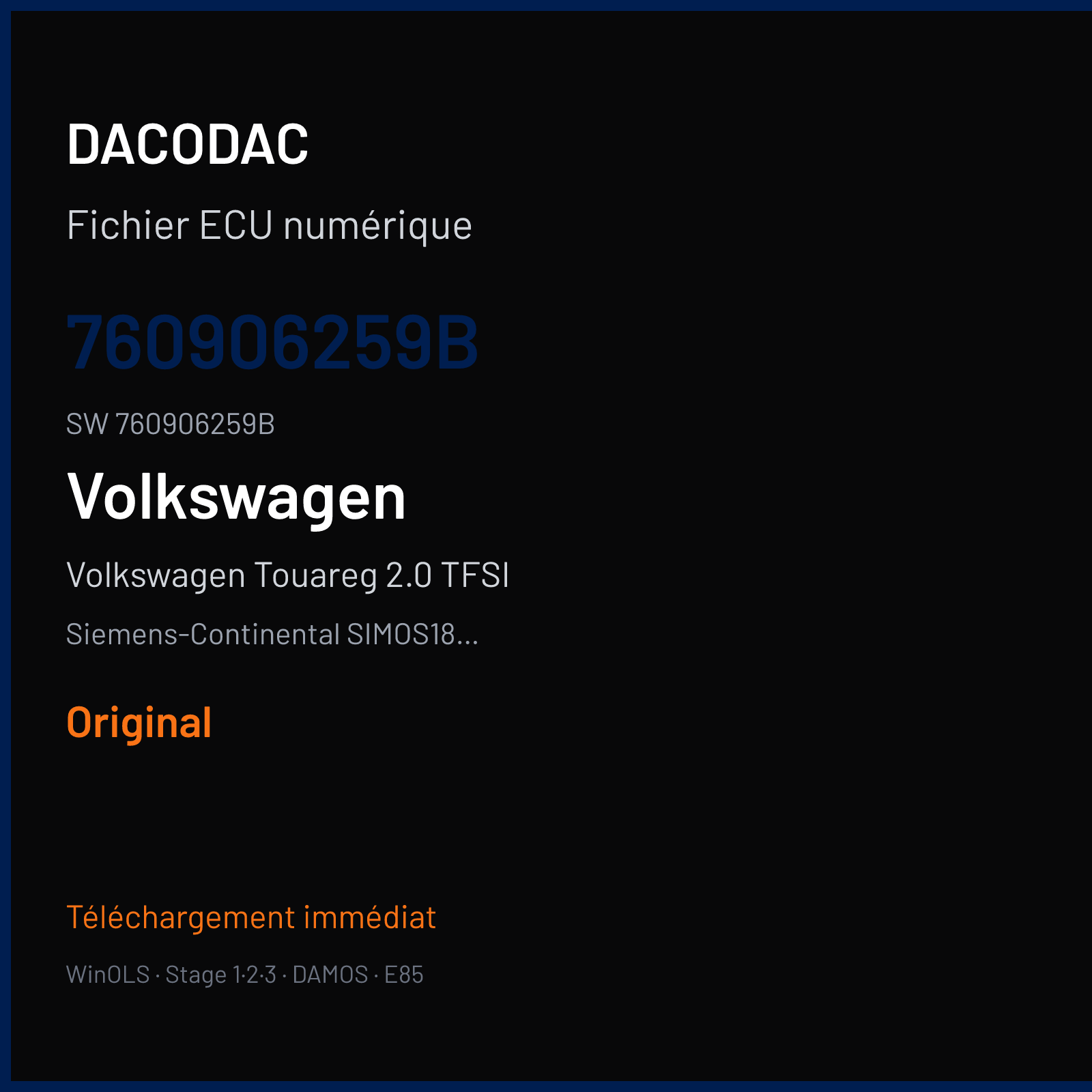 Volkswagen Touareg 2.0 TFSI 245 ch (2019) — Siemens-Continental SIMOS18.4 — 760906259B · 760906259B · SCB00W4900000 — Original