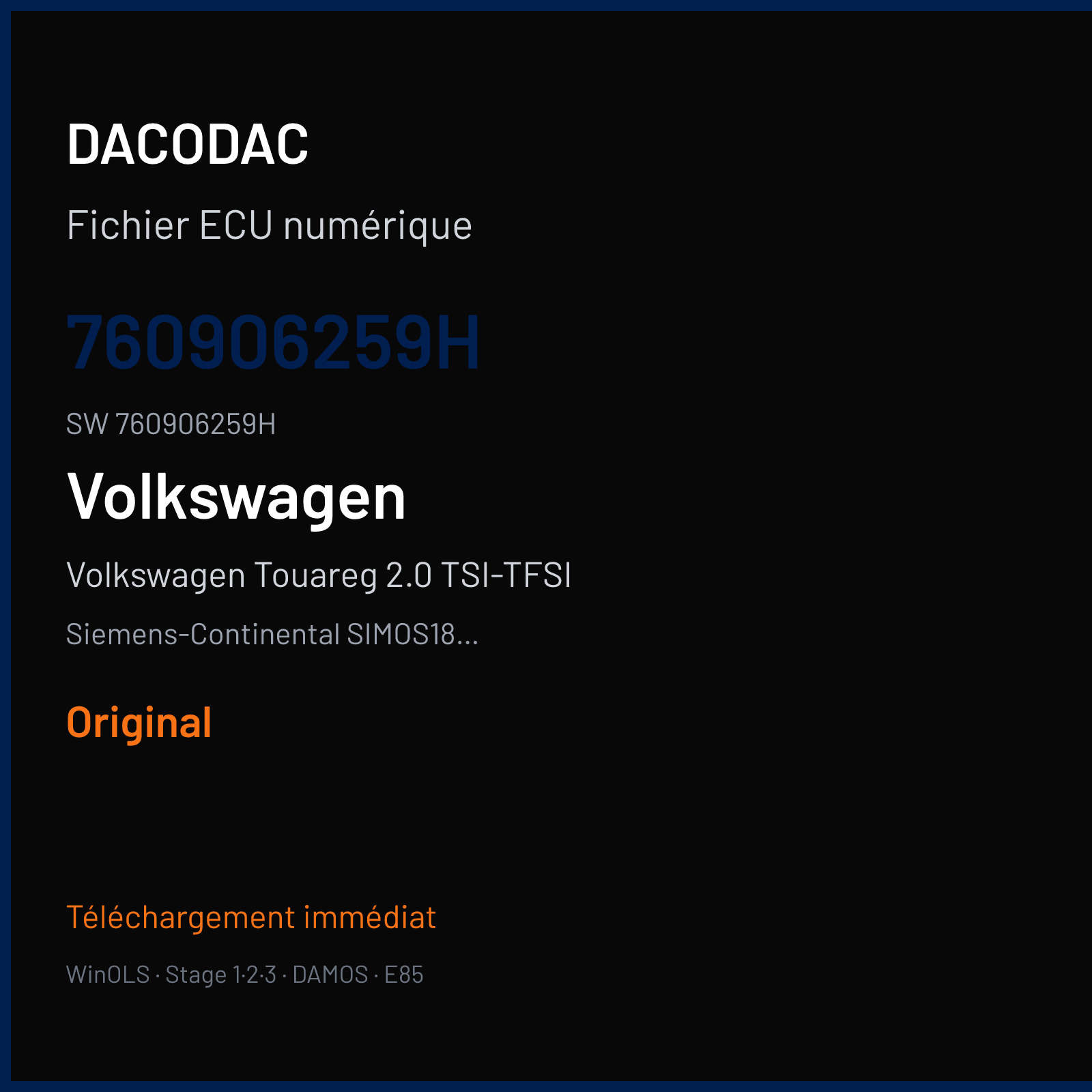 Volkswagen Touareg 2.0 TSI-TFSI 252 ch (2022) — Siemens-Continental SIMOS18.4 — 760906259H · 760906259H · SCB00W5N00000 — Original