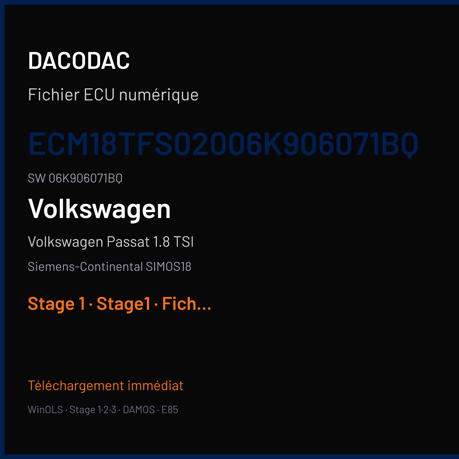 Volkswagen Passat 1.8 TSI (2015) — Siemens-Continental SIMOS18 — ECM18TFS02006K906071BQ · 06K906071BQ — Stage 1