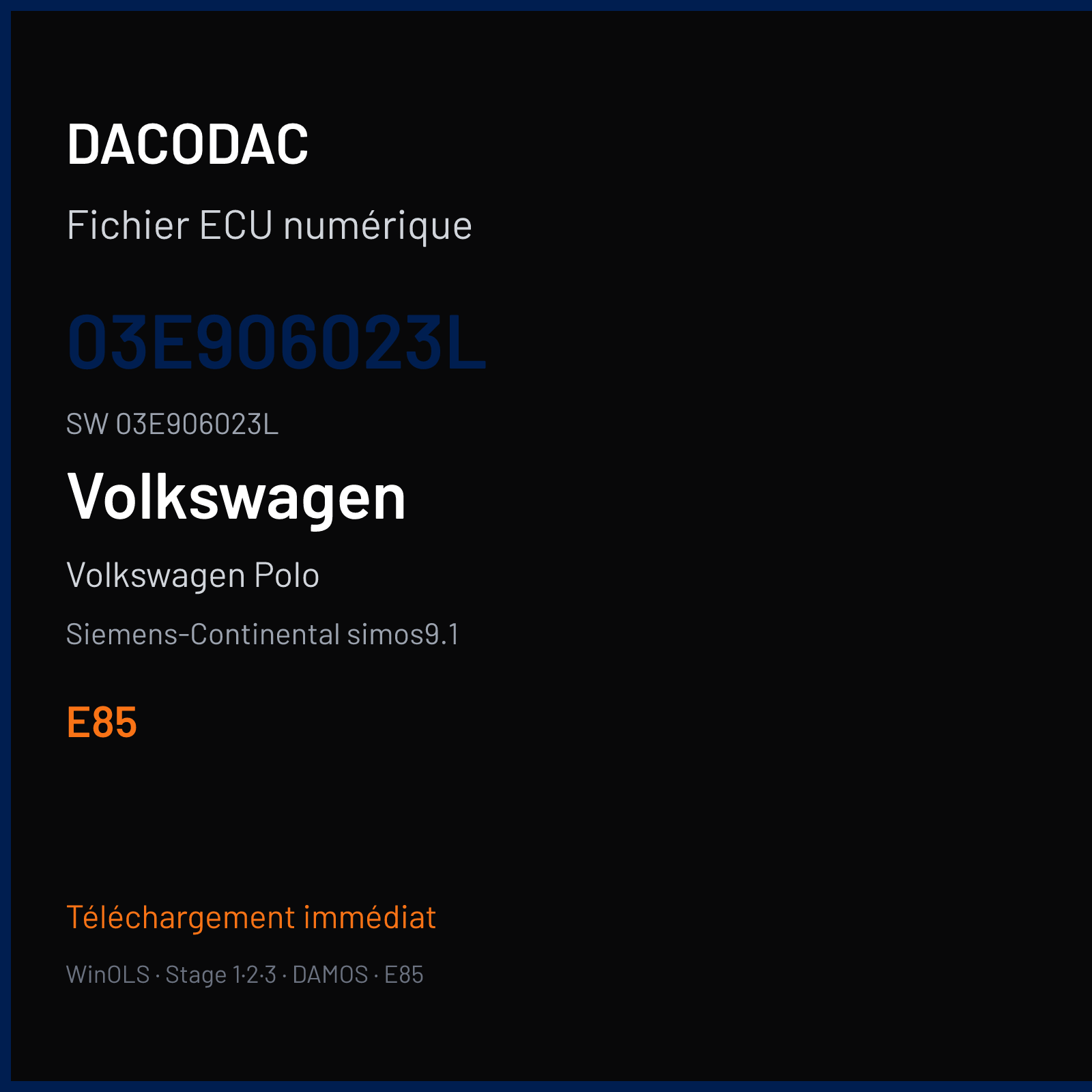 Volkswagen Polo — Siemens-Continental simos9.1 — 03E906023L · 03E906023L · S912018400000 — E85