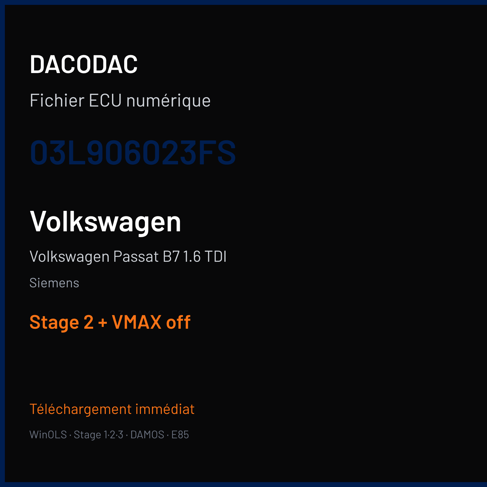 Volkswagen Passat B7 1.6 TDI — Siemens — 03L906023FS — Stage 2 + VMAX off